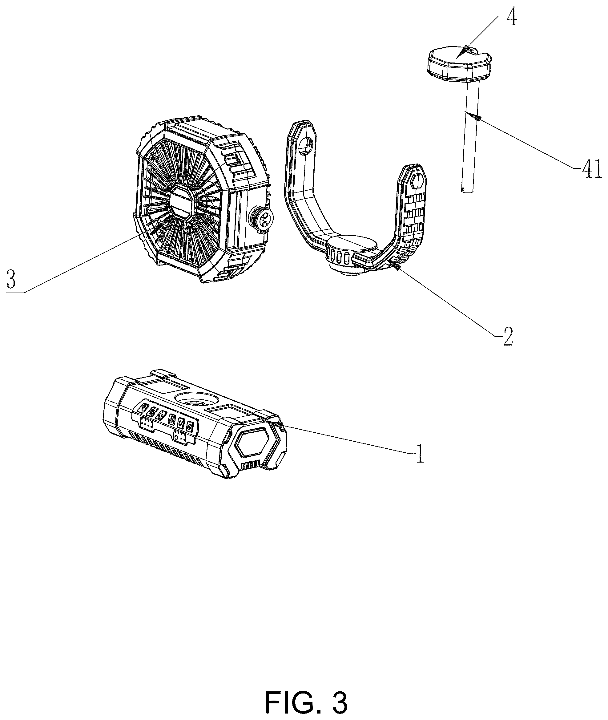 Patent US12326252 Figure 3 – Camping fan telescopic lamp