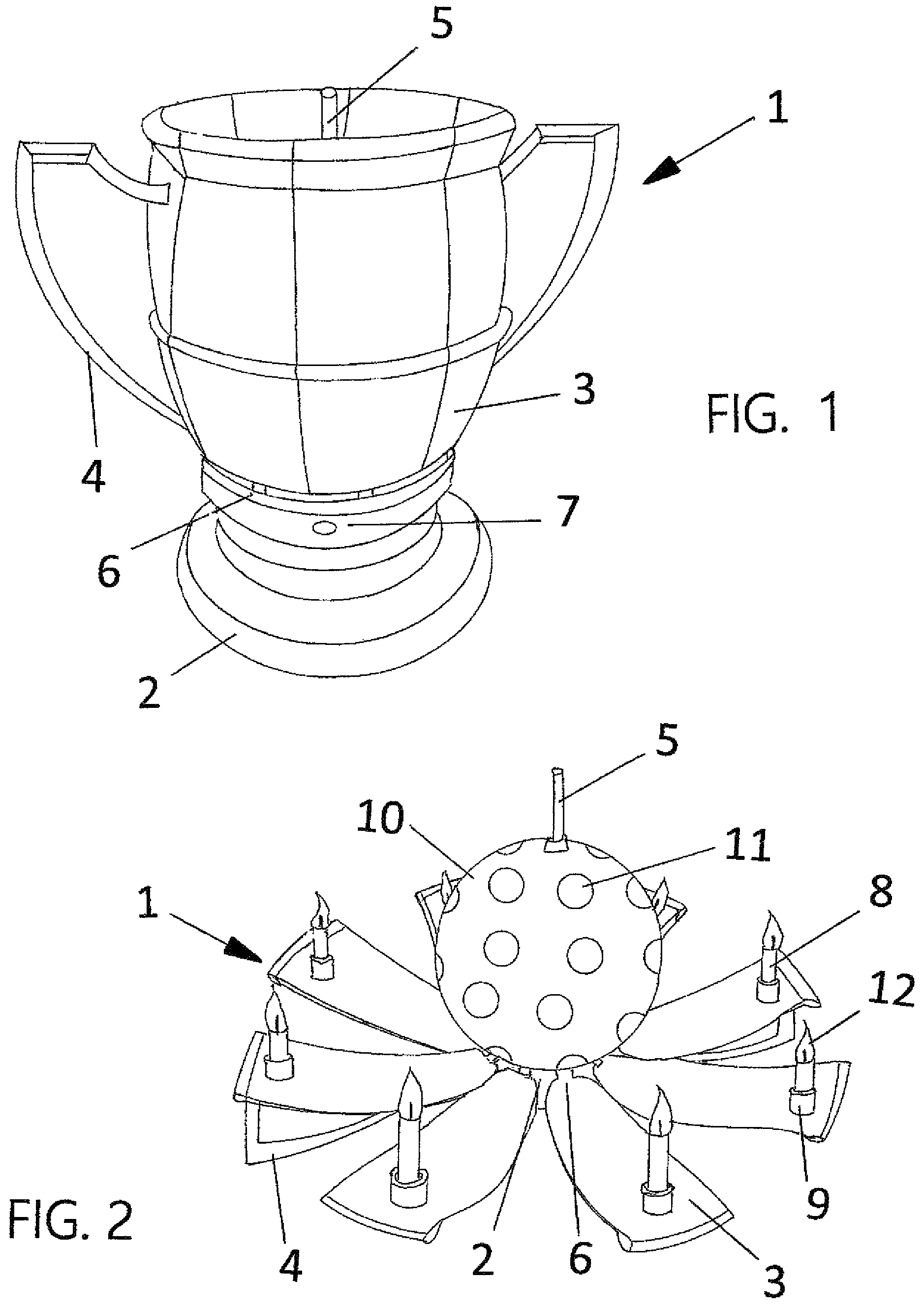 Patent US12326253 Figure 1 – Trophy-shaped pickleball candle holder and candle