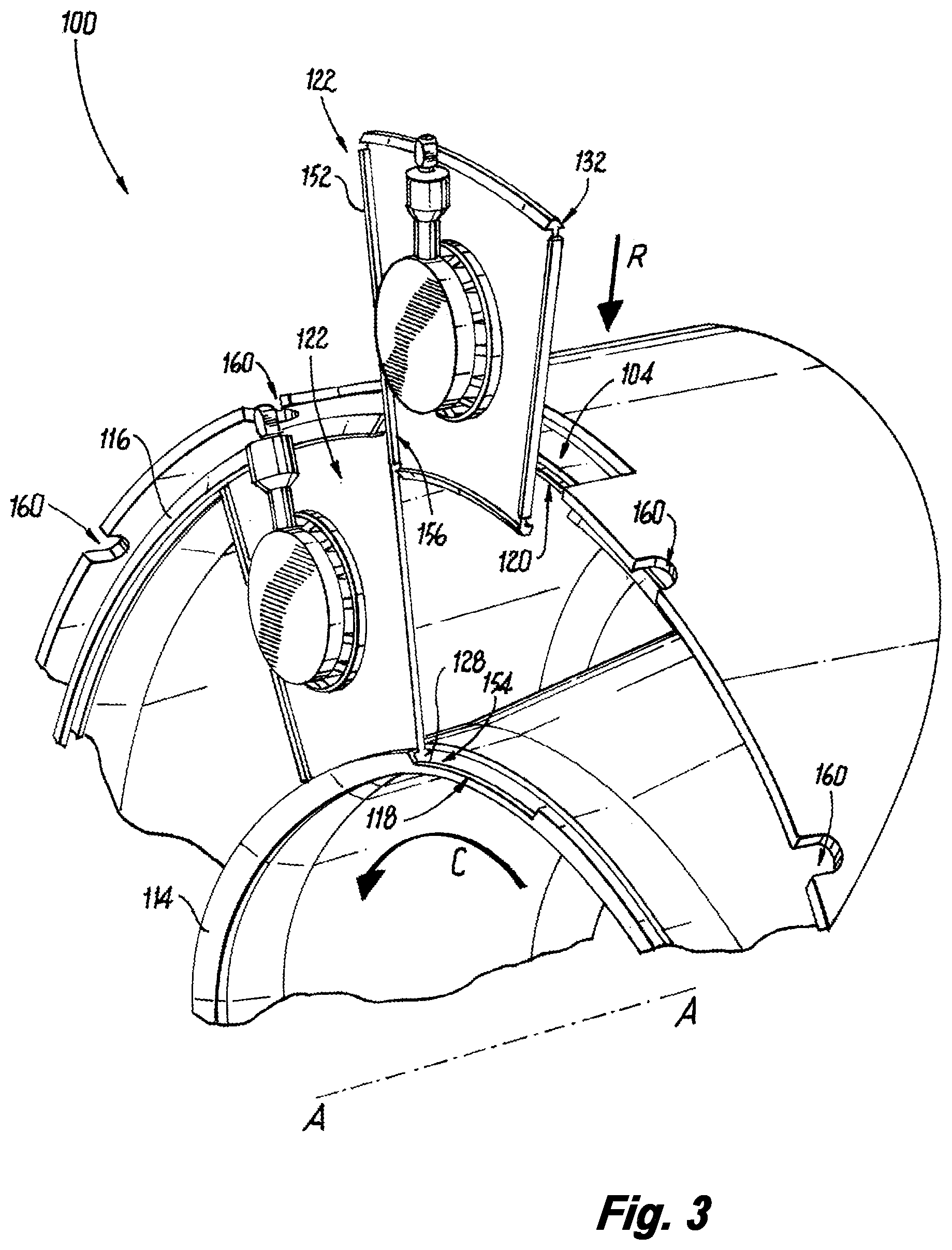 Patent US12326258 Figure 3 – Line replaceable fuel injector panels with single hatch installation