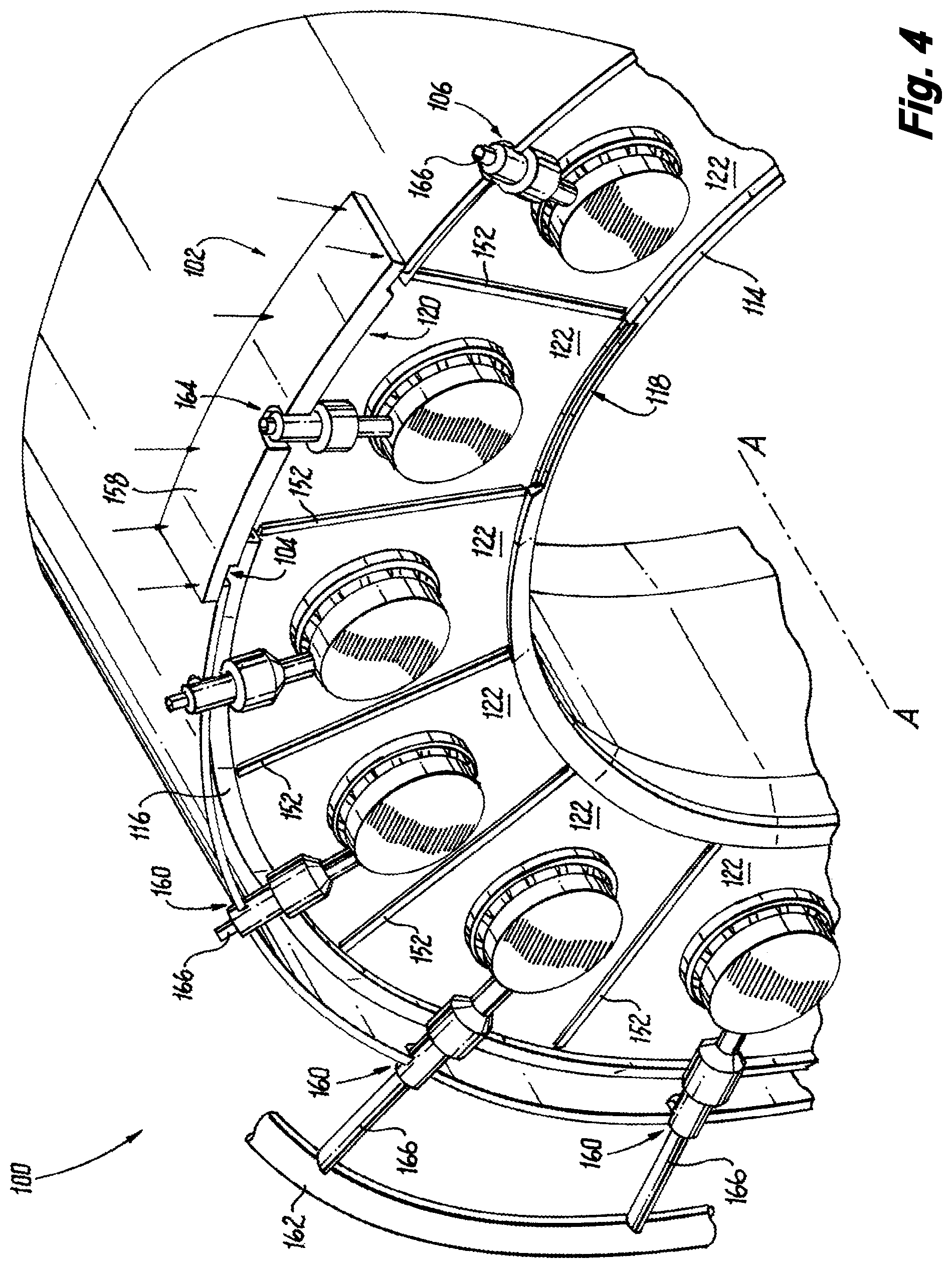 Patent US12326258 Figure 4 – Line replaceable fuel injector panels with single hatch installation