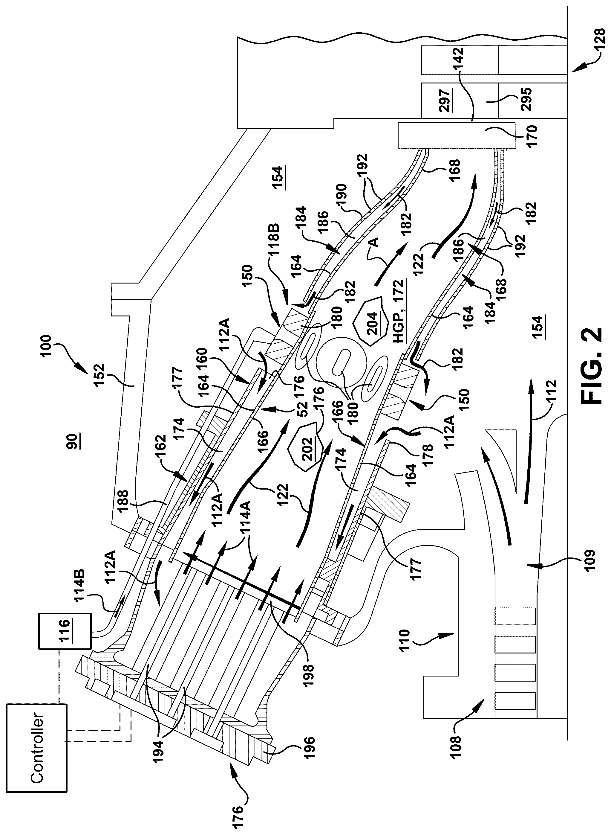 Patent US12326260 Figure 2 – Axial fuel stage injector creating air curtain