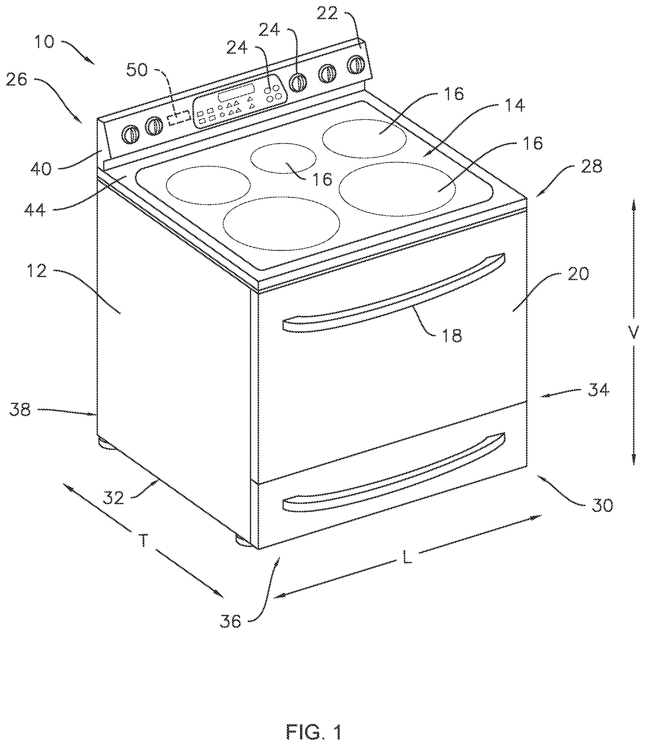 Patent US12326261 Figure 1 – Appliance control panel assembly