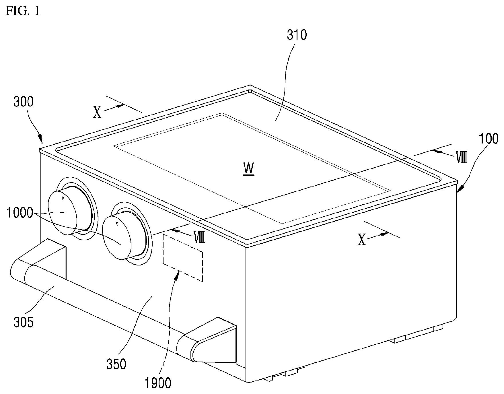 Patent US12326262 Figure 1 – Cooking appliance