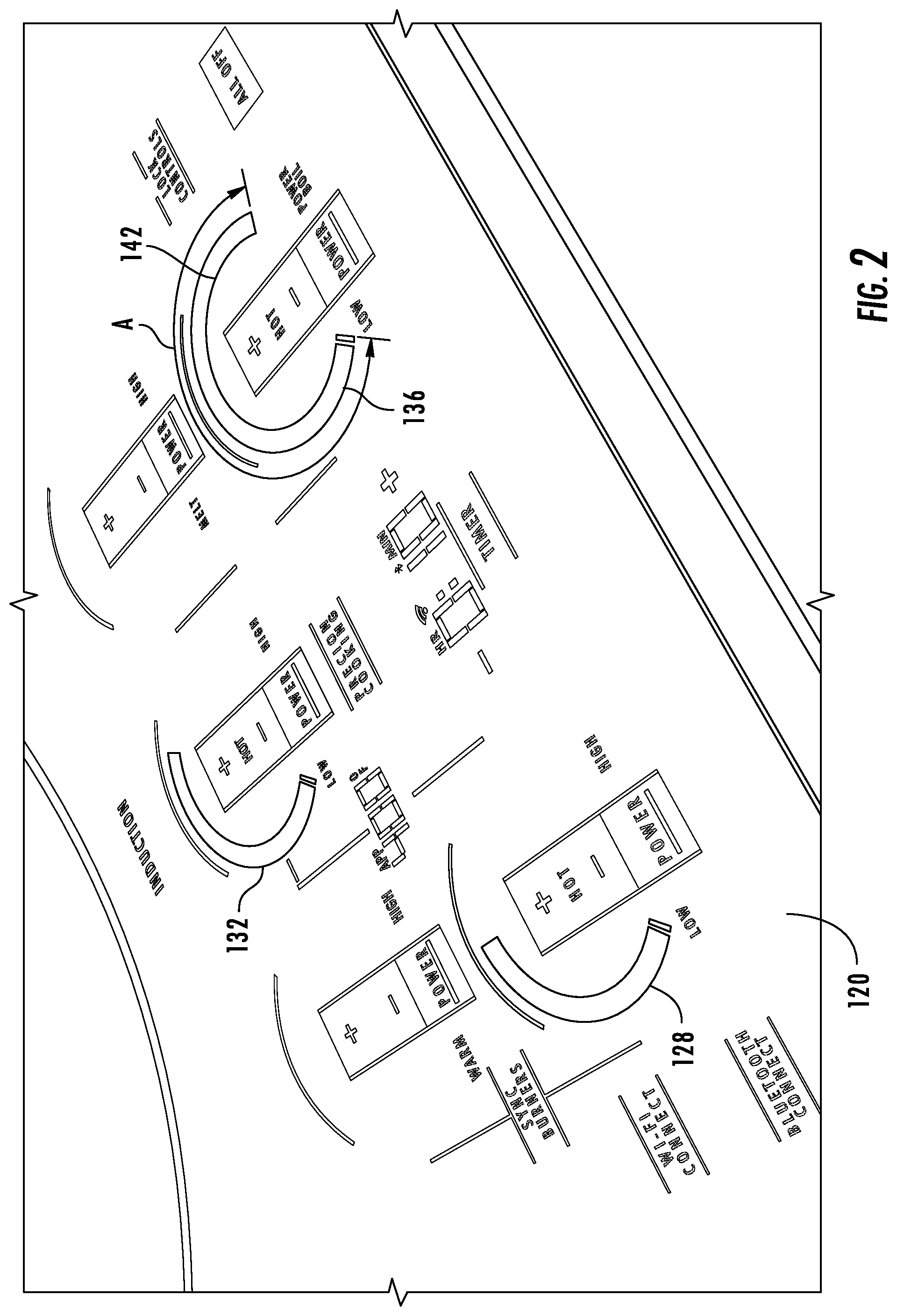 Patent US12326263 Figure 2 – Illuminated discretized user interface with uniform appearance