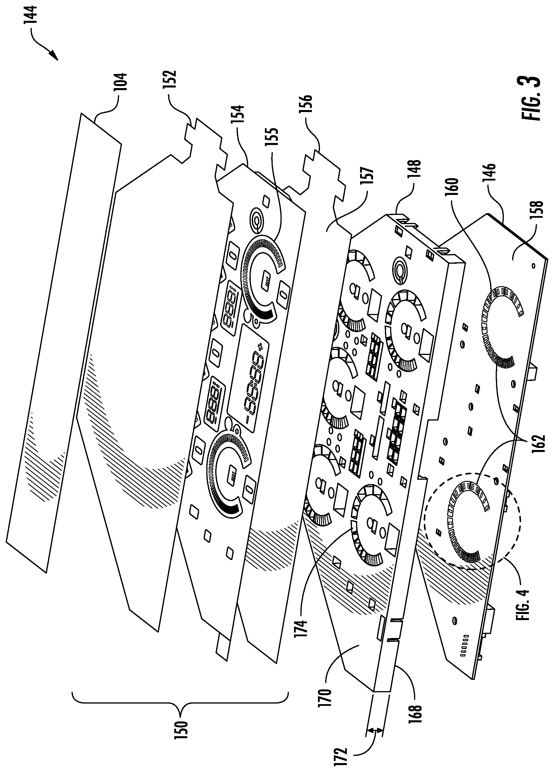 Patent US12326263 Figure 3 – Illuminated discretized user interface with uniform appearance