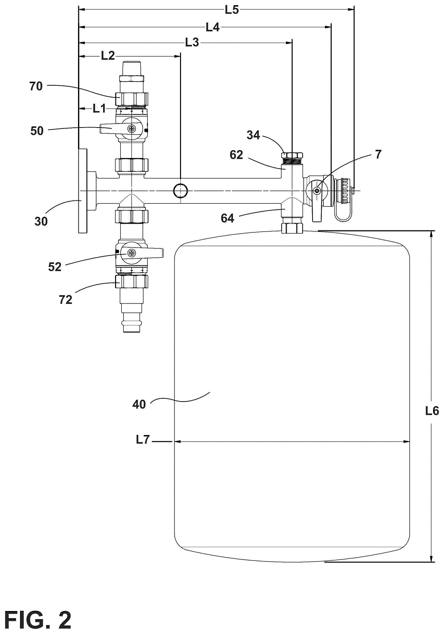 Patent US12326264 Figure 2 – Hydronic expansion tank assembly