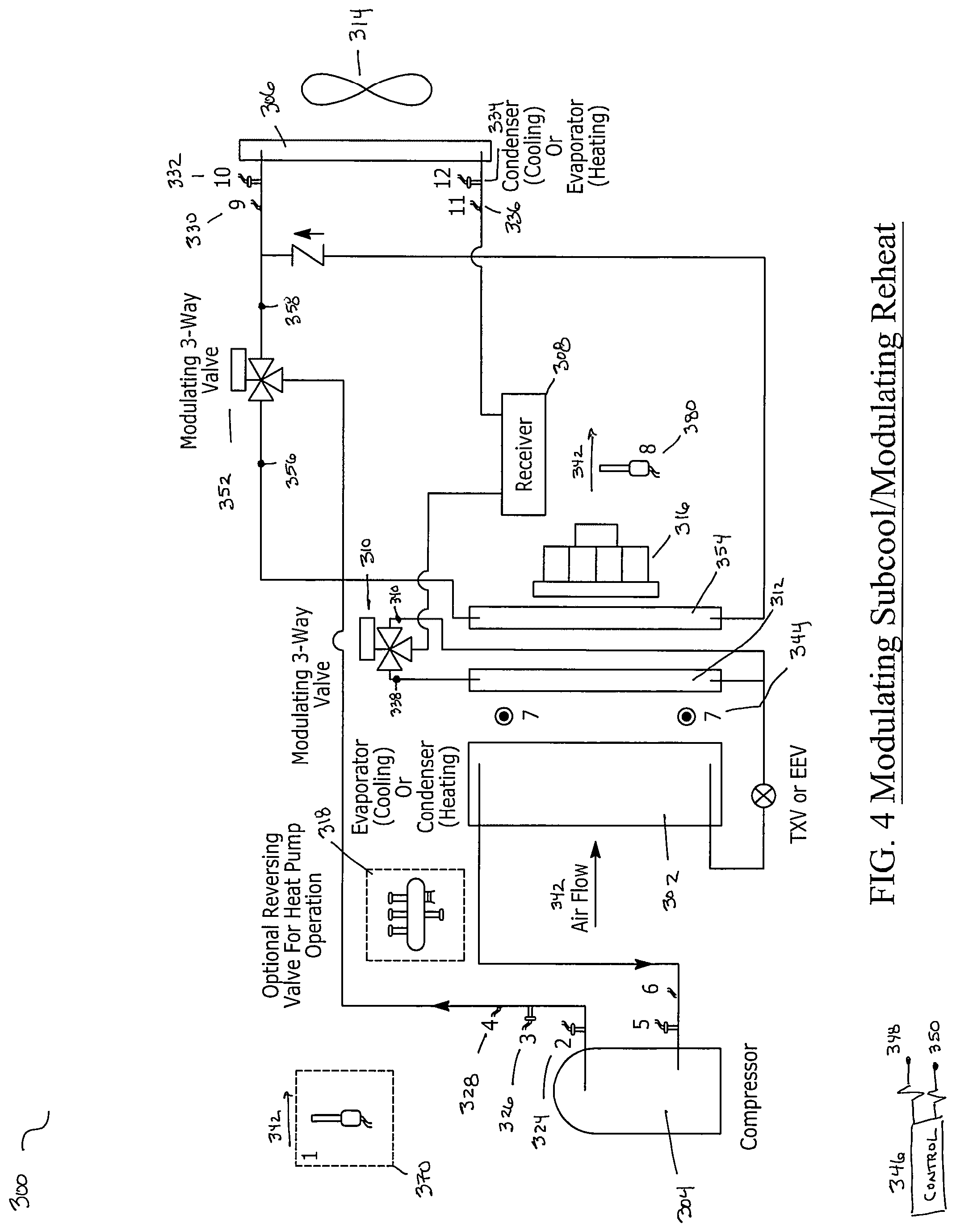 Patent US12326274 Figure 4 – Air-conditioning system with variable subcooling