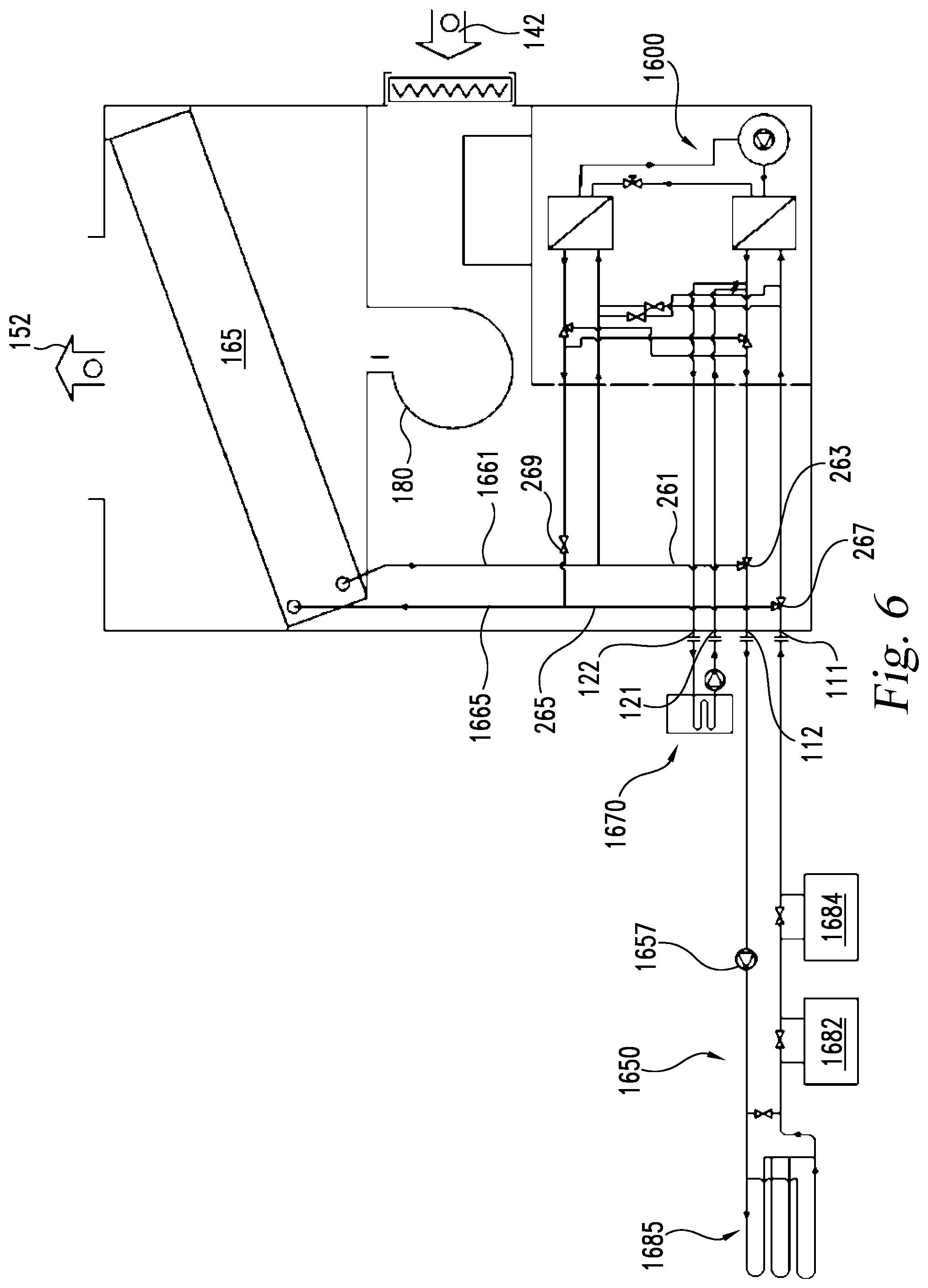Patent US12326279 Figure 6 – Water to air switching flow heater chiller