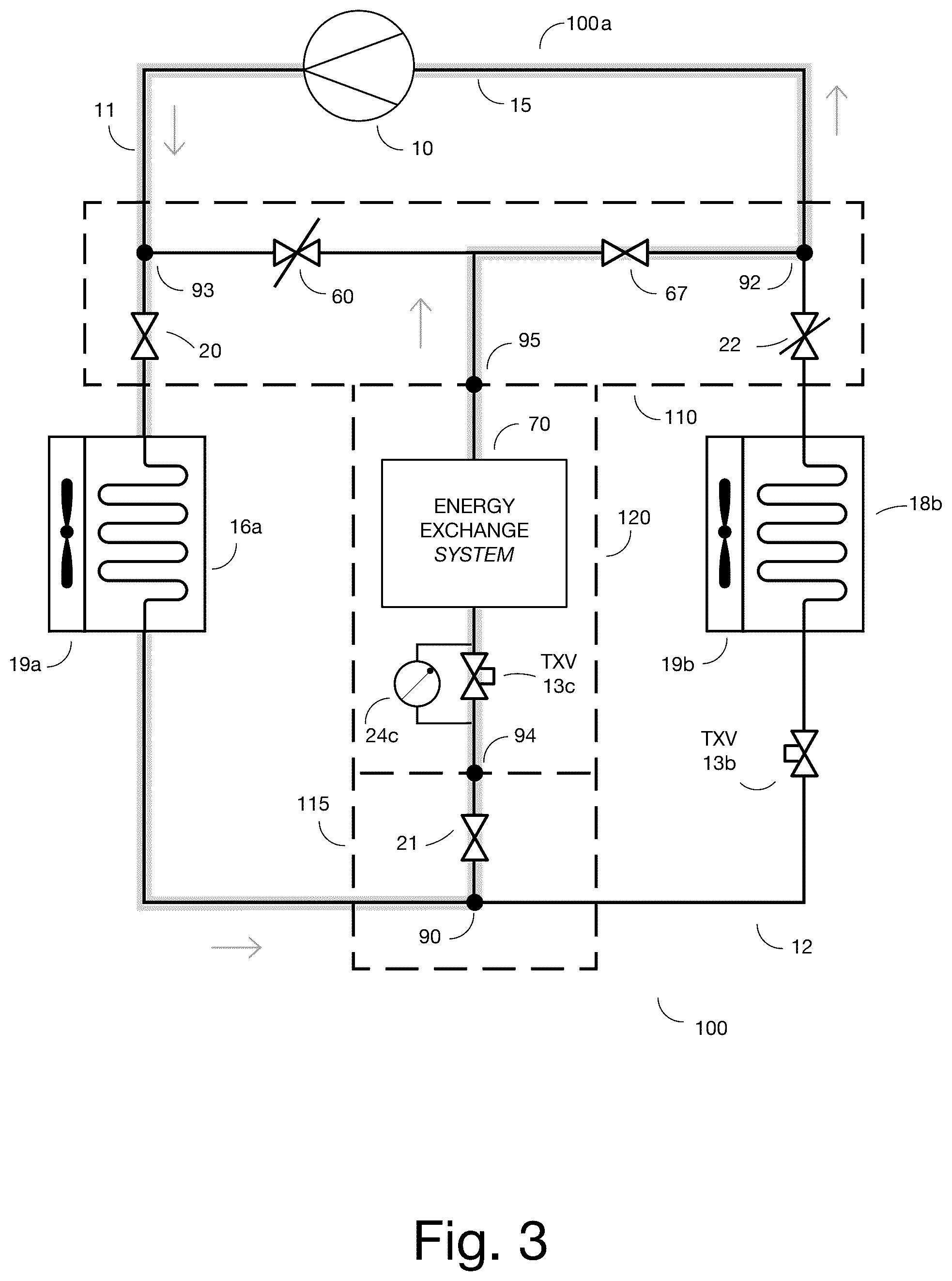 Patent US12326281 Figure 3 – Add-on apparatus for converting a conventional air-source refrigeration cycle for multiple heat transfer options