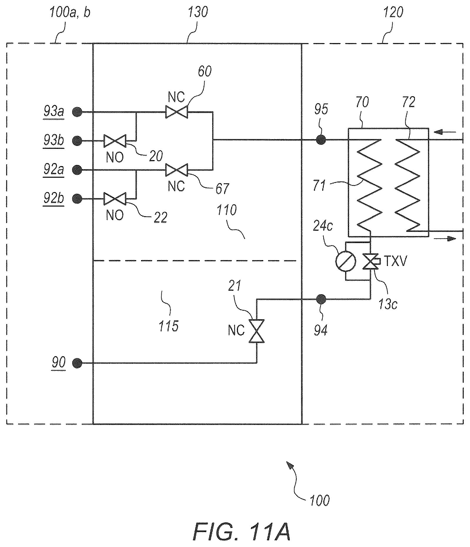 Patent US12326281 Figure 11 – Add-on apparatus for converting a conventional air-source refrigeration cycle for multiple heat transfer options