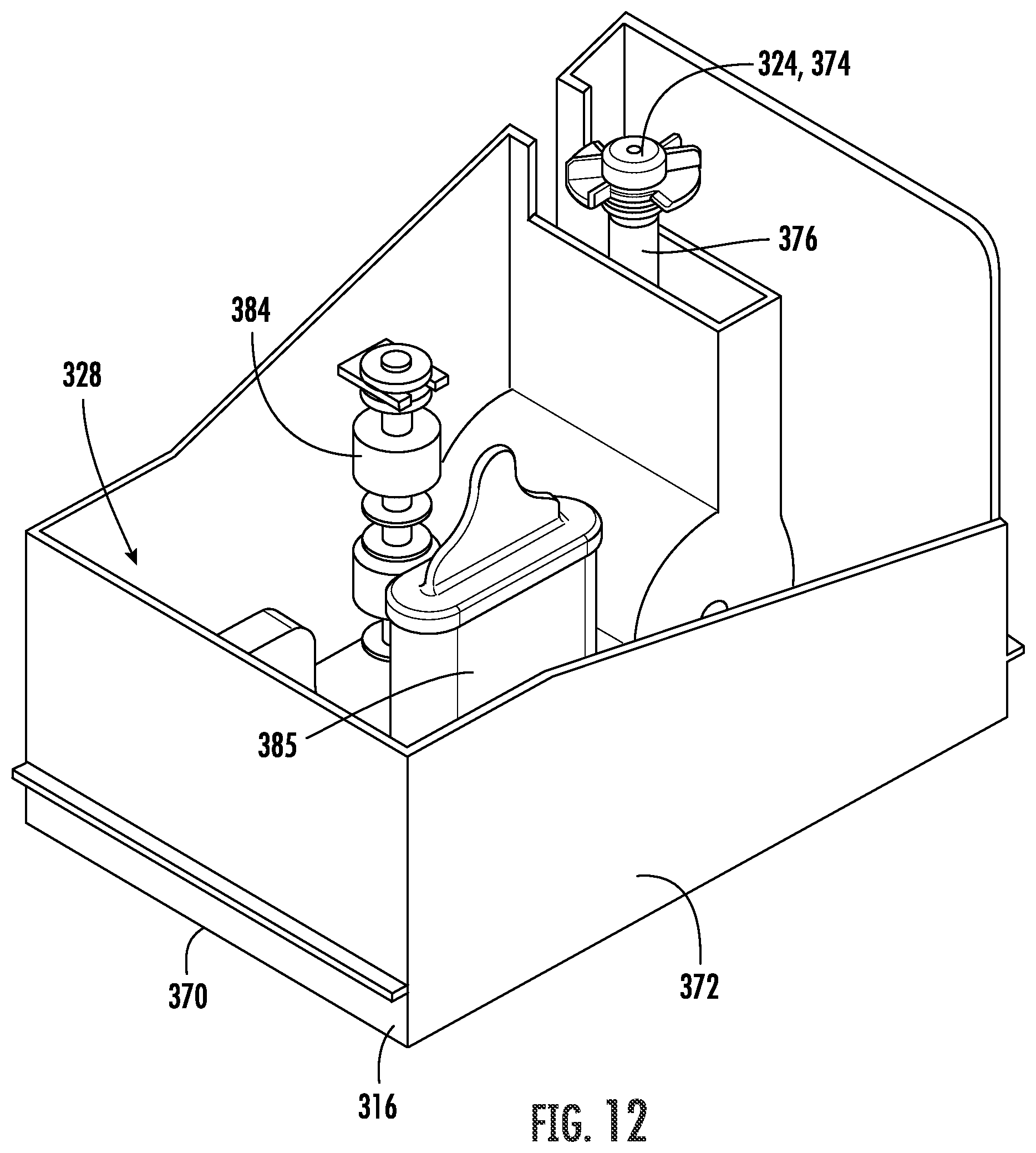 Patent US12326287 Figure 10 – Refrigerator and ice-making assembly for making and holding clear ice billets