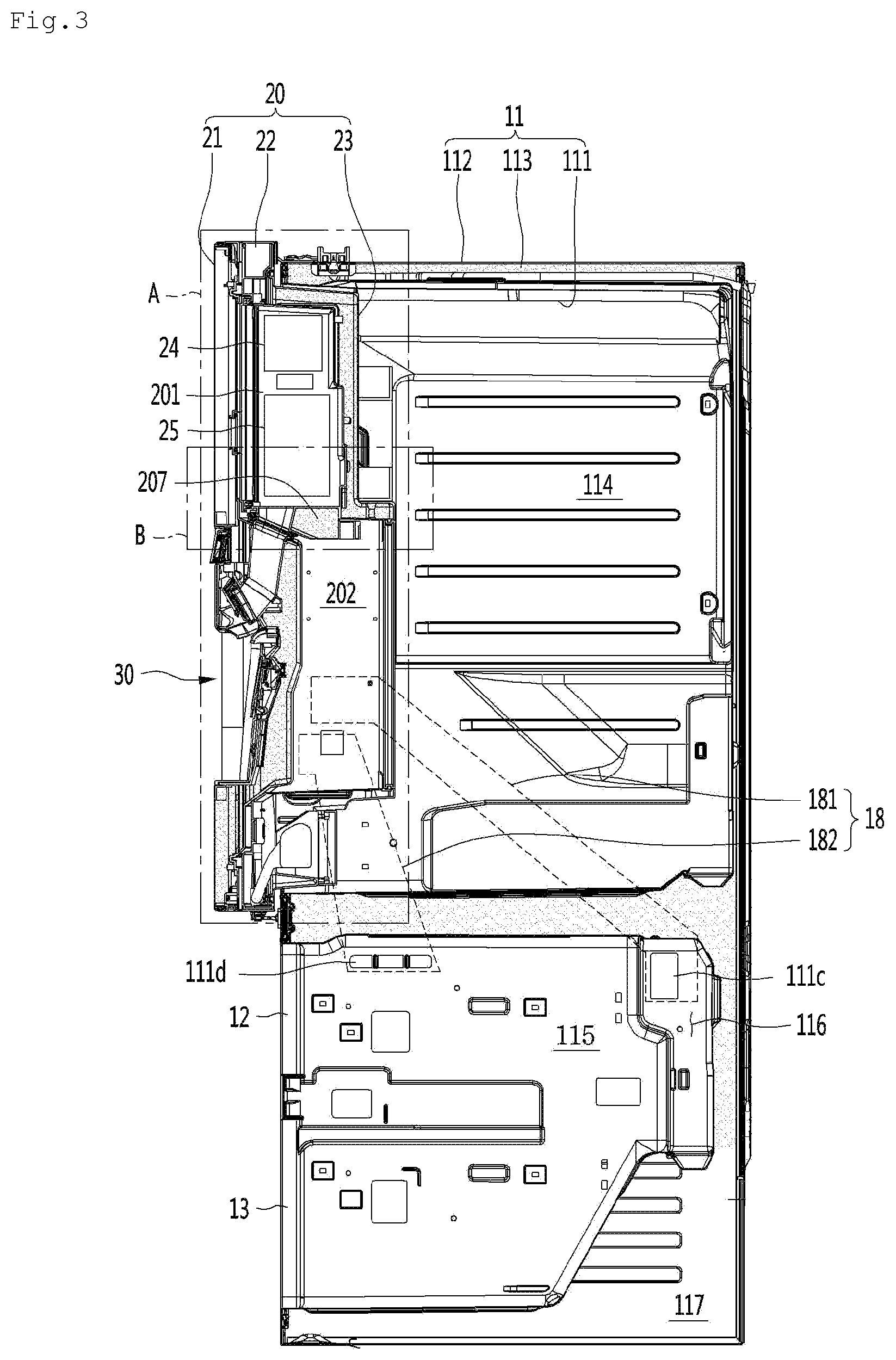Patent US12326290 Figure 3 – Refrigerator