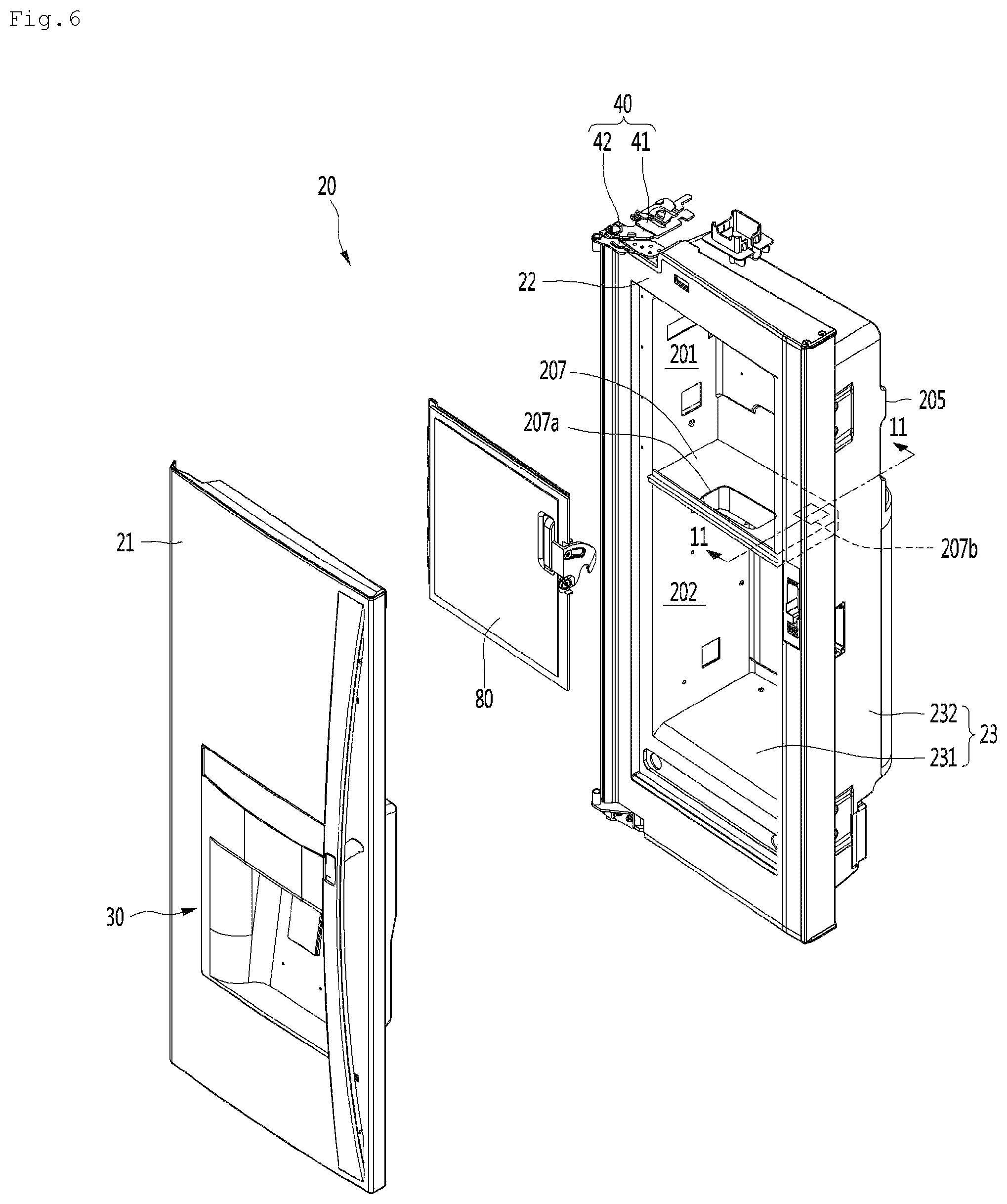 Patent US12326290 Figure 6 – Refrigerator