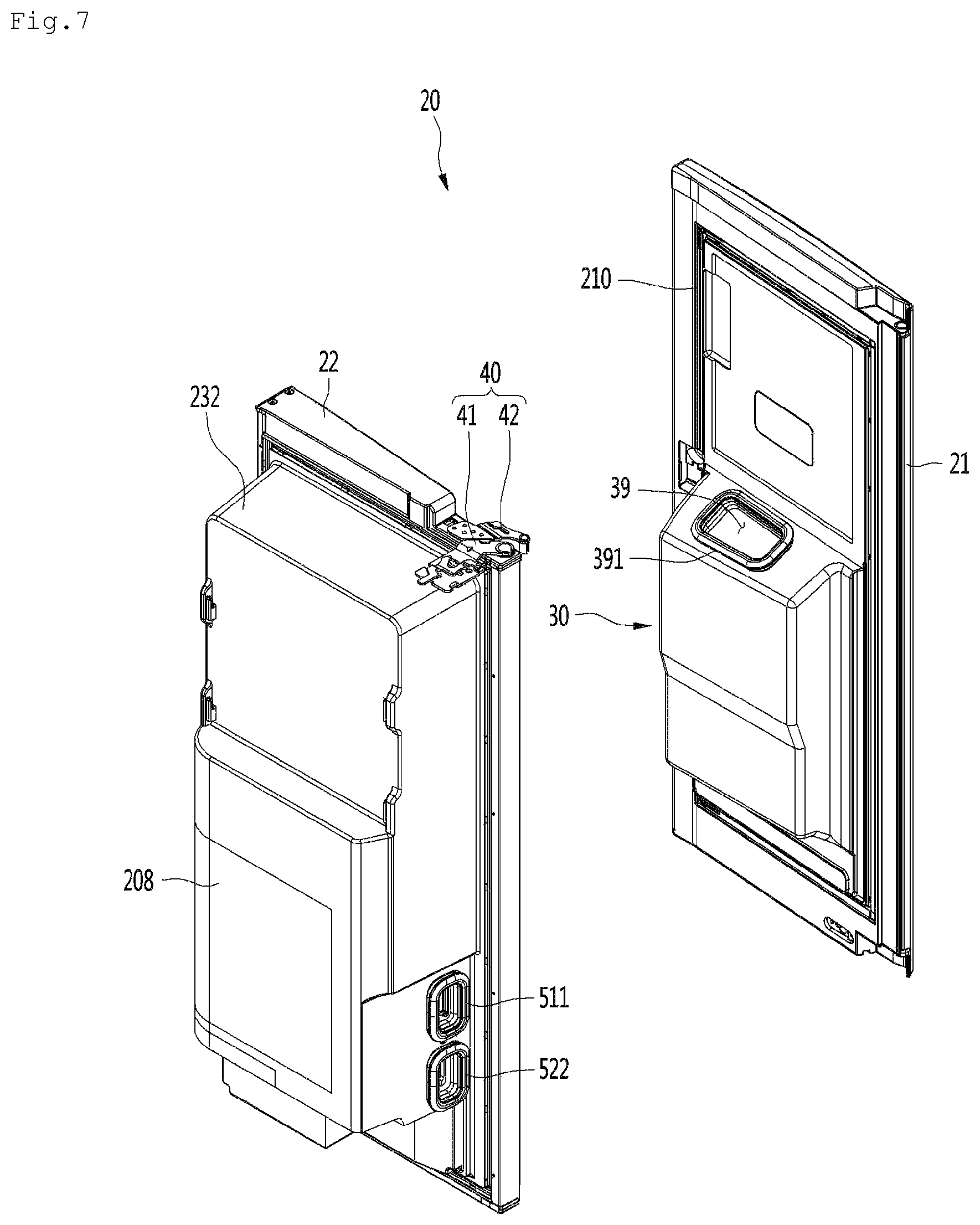 Patent US12326290 Figure 7 – Refrigerator