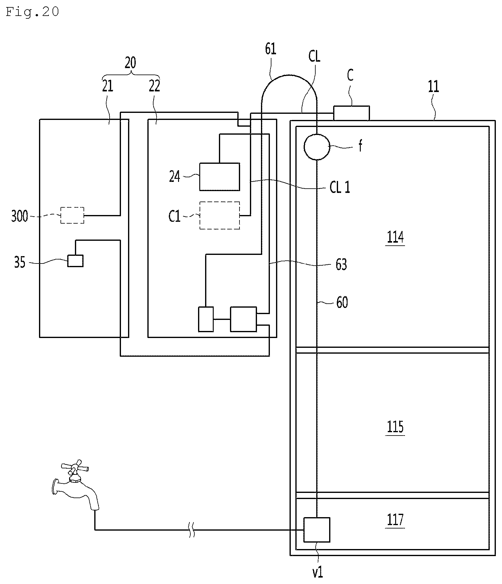 Patent US12326290 Figure 20 – Refrigerator