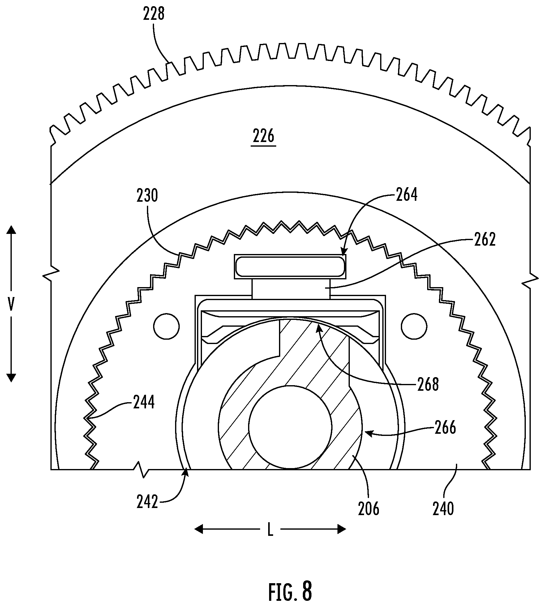 Patent US12326294 Figure 8 – Refrigerator with an assisted door opener