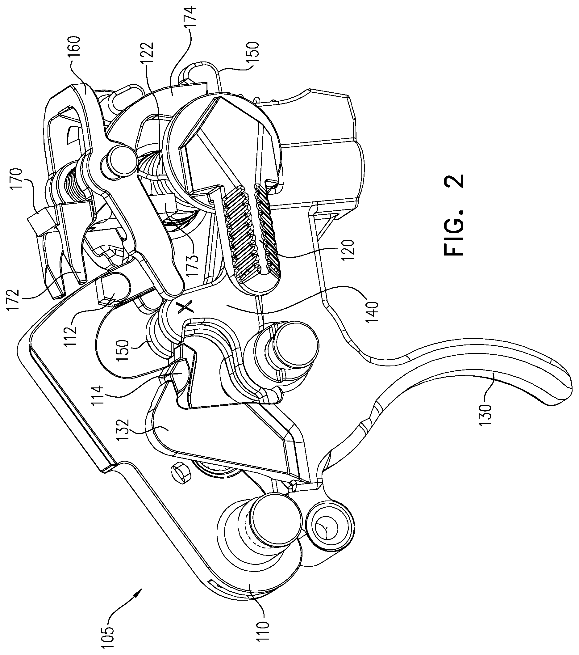 Patent US12326307 Figure 2 – Firearm with cocking safety lever