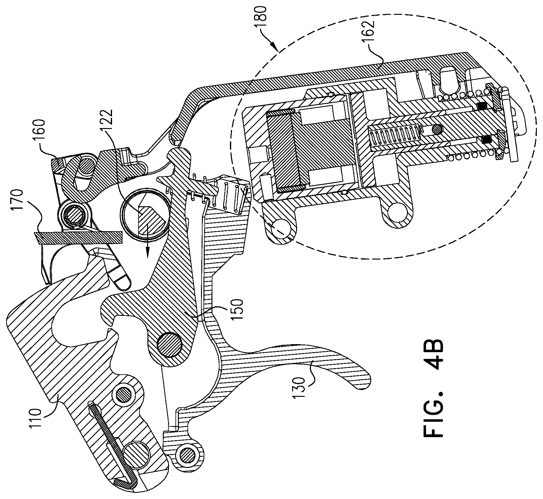 Patent US12326307 Figure 5 – Firearm with cocking safety lever