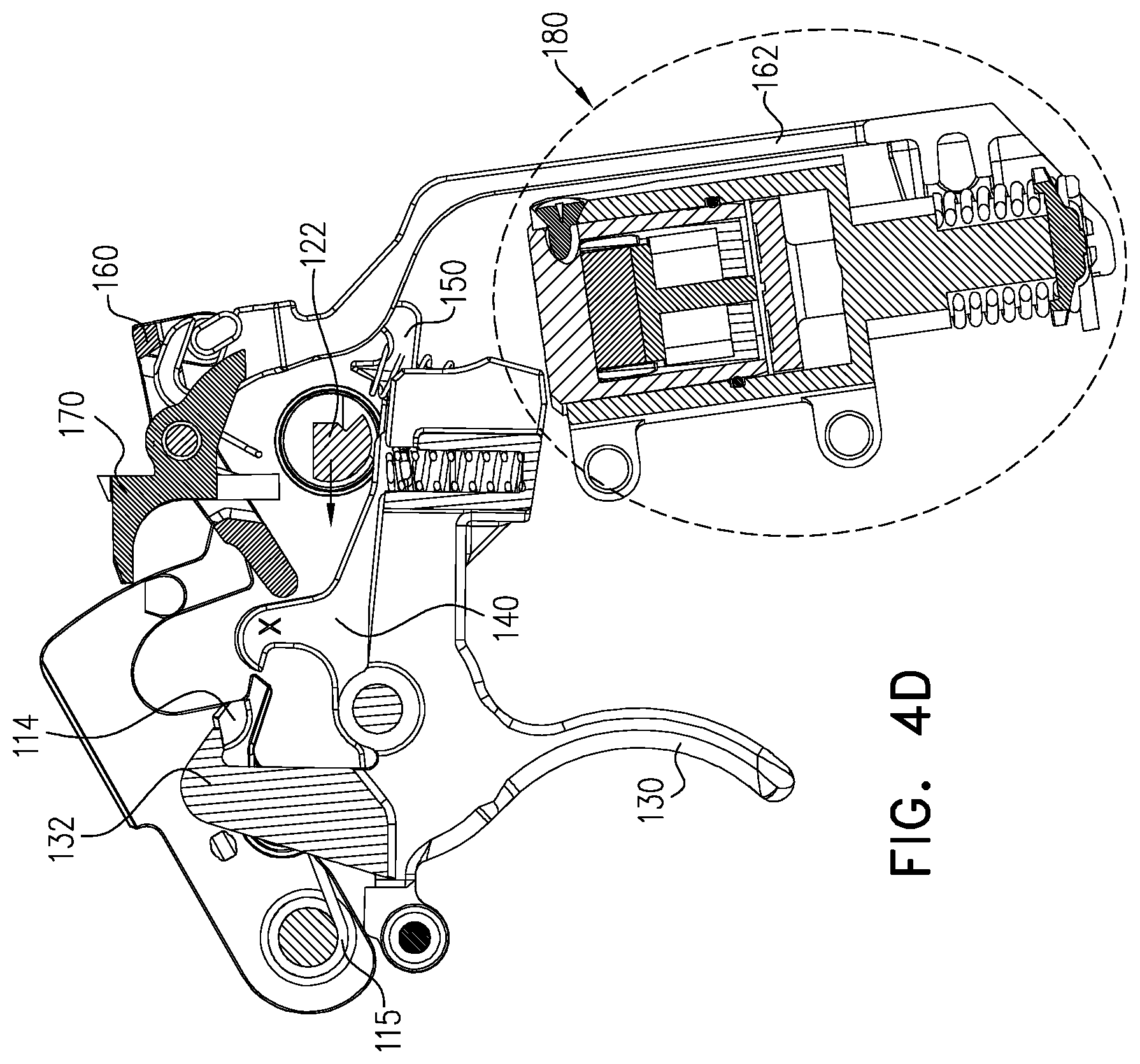 Patent US12326307 Figure 7 – Firearm with cocking safety lever