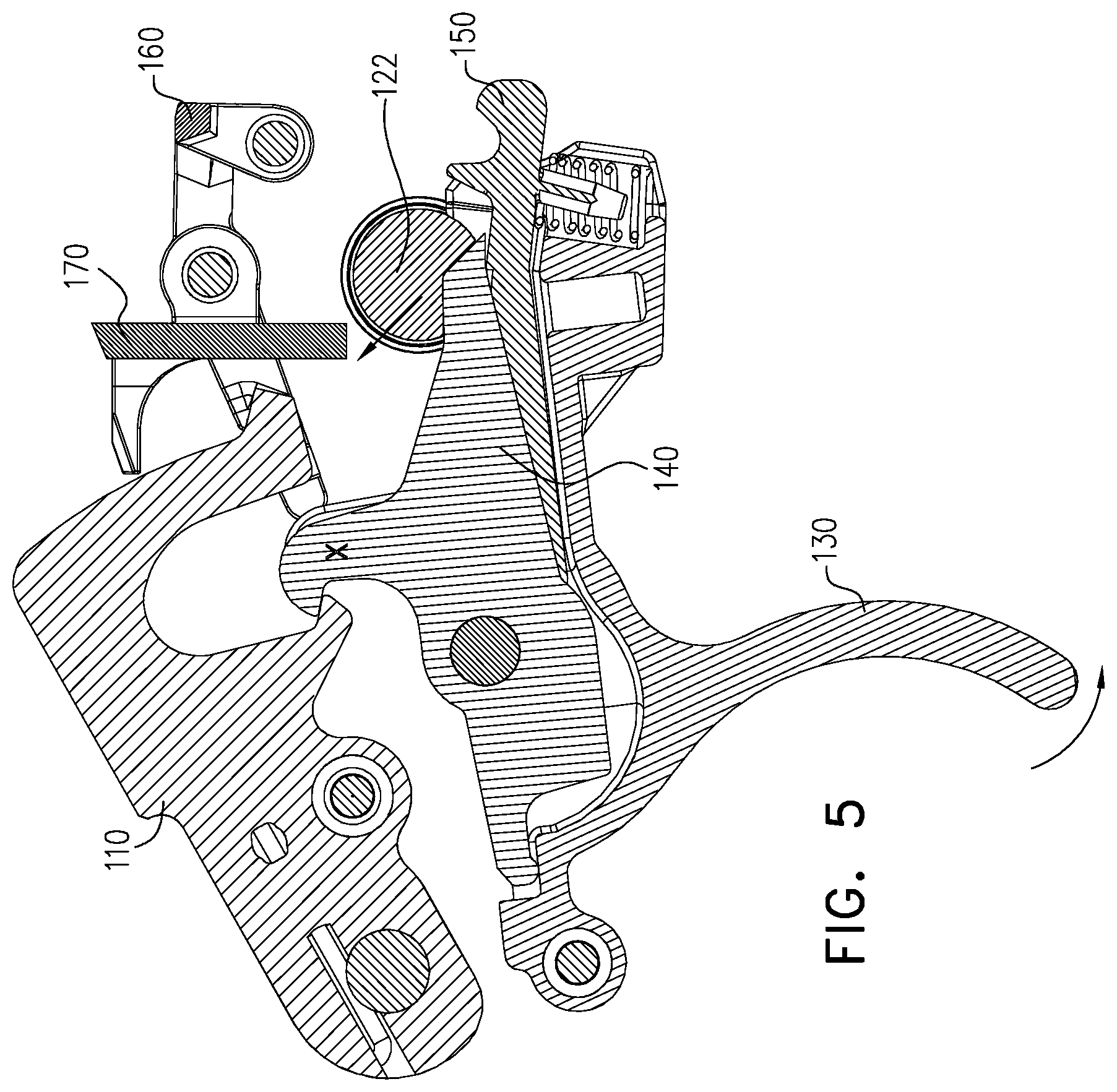 Patent US12326307 Figure 8 – Firearm with cocking safety lever