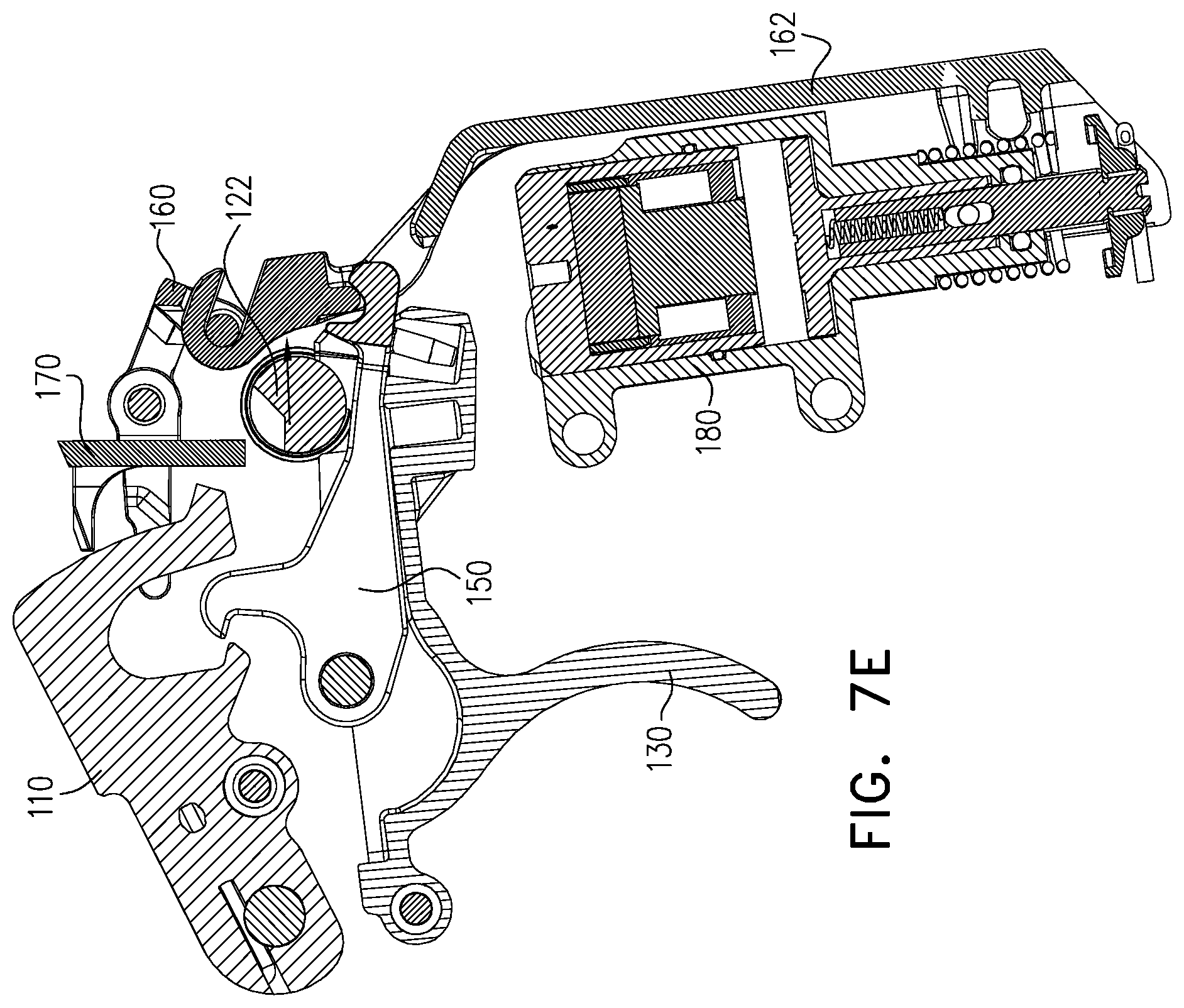Patent US12326307 Figure 14 – Firearm with cocking safety lever