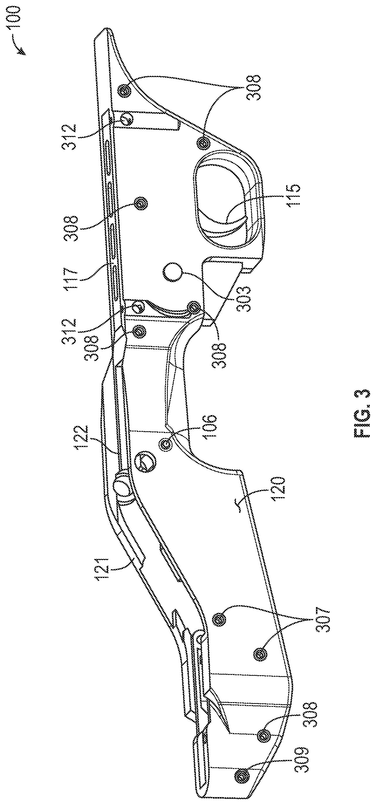 Patent US12326309 Figure 3 – Trigger relocation assembly for modern sporting firearm