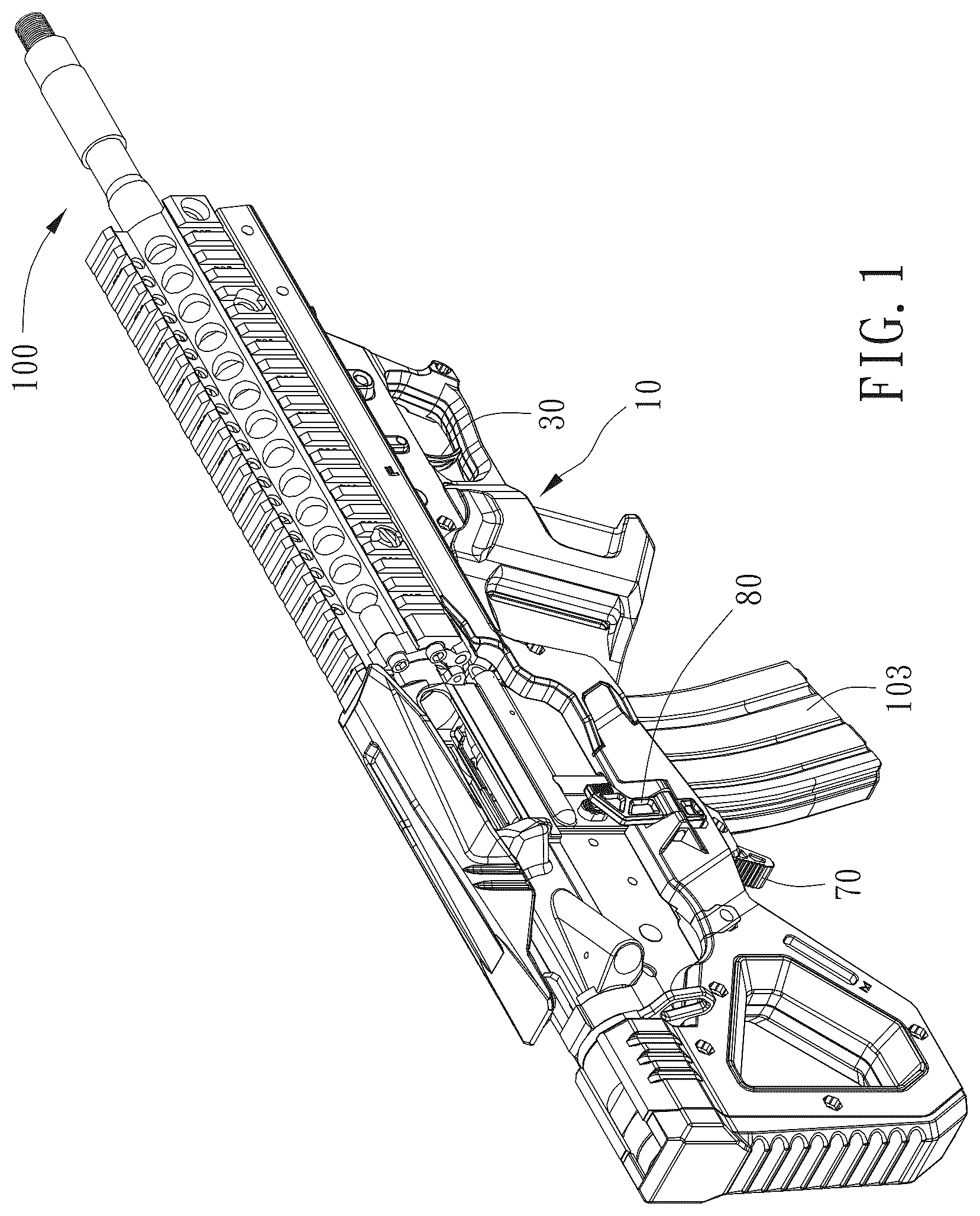 Patent US12326312 Figure 1 – Bullpup conversion kit and gun including the same