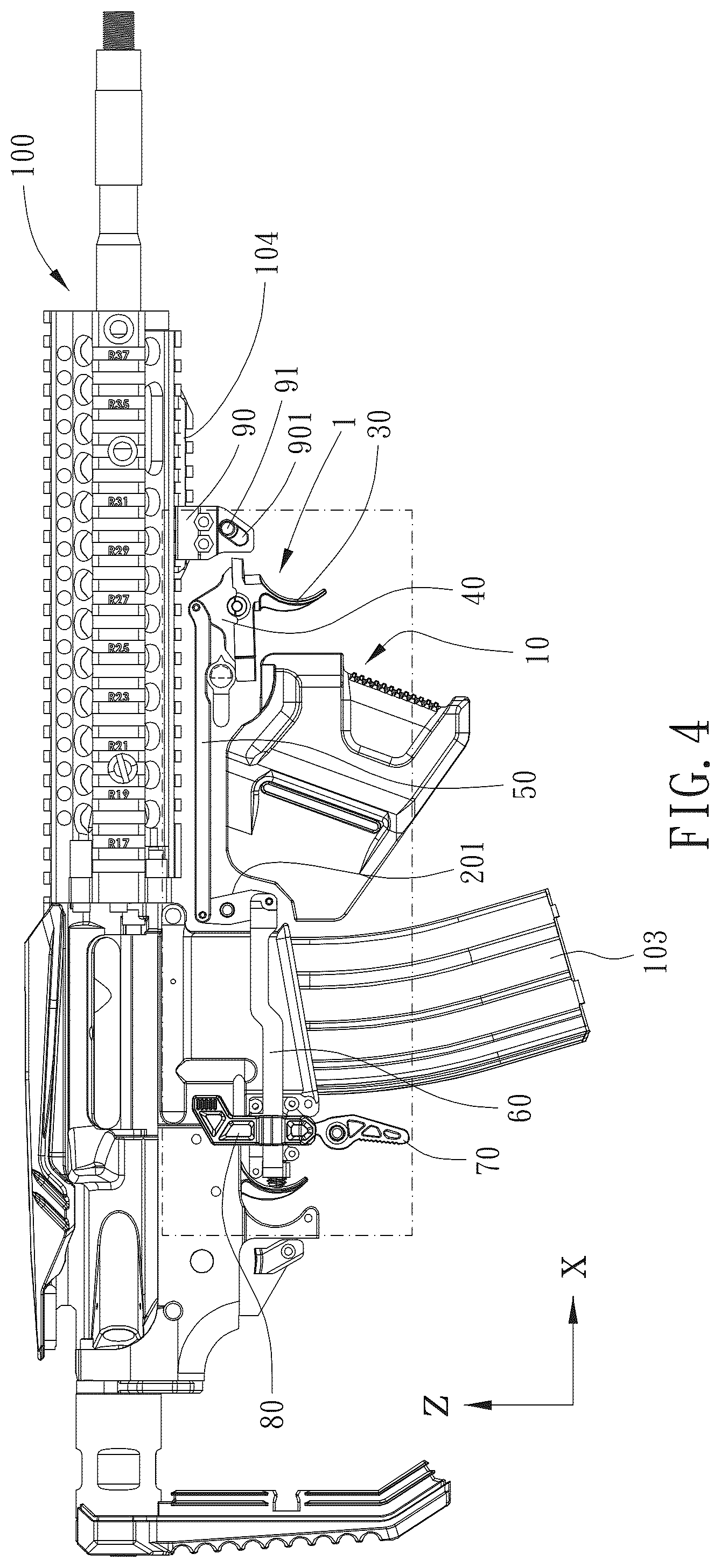 Patent US12326312 Figure 4 – Bullpup conversion kit and gun including the same