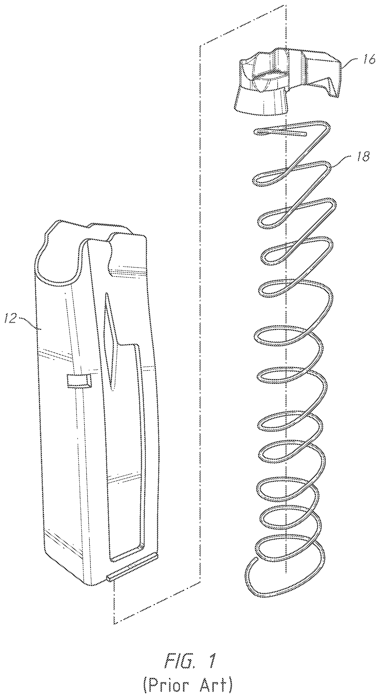 Patent US12326314 — Gun magazine base pad with cantilever spring latch mechanism — Figure 1