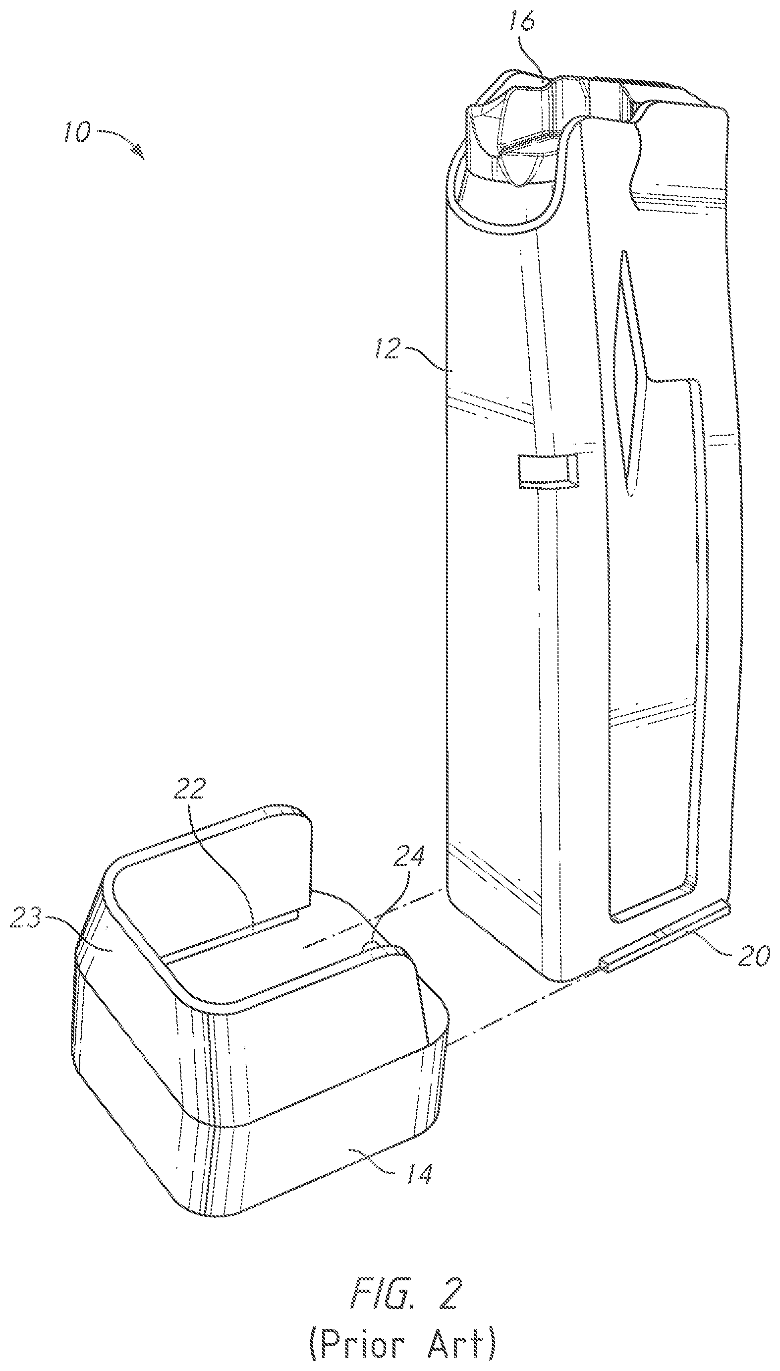 Patent US12326314 Figure 2 – Gun magazine base pad with cantilever spring latch mechanism