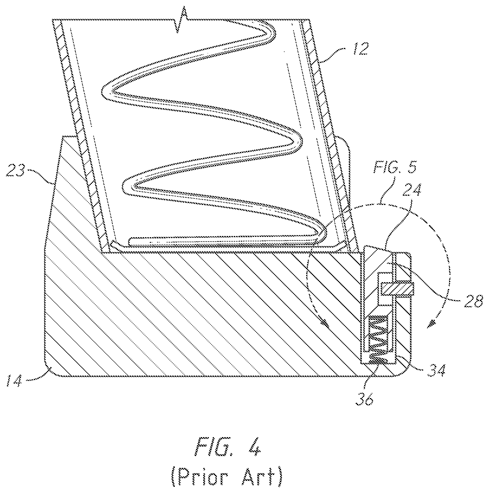 Patent US12326314 Figure 4 – Gun magazine base pad with cantilever spring latch mechanism