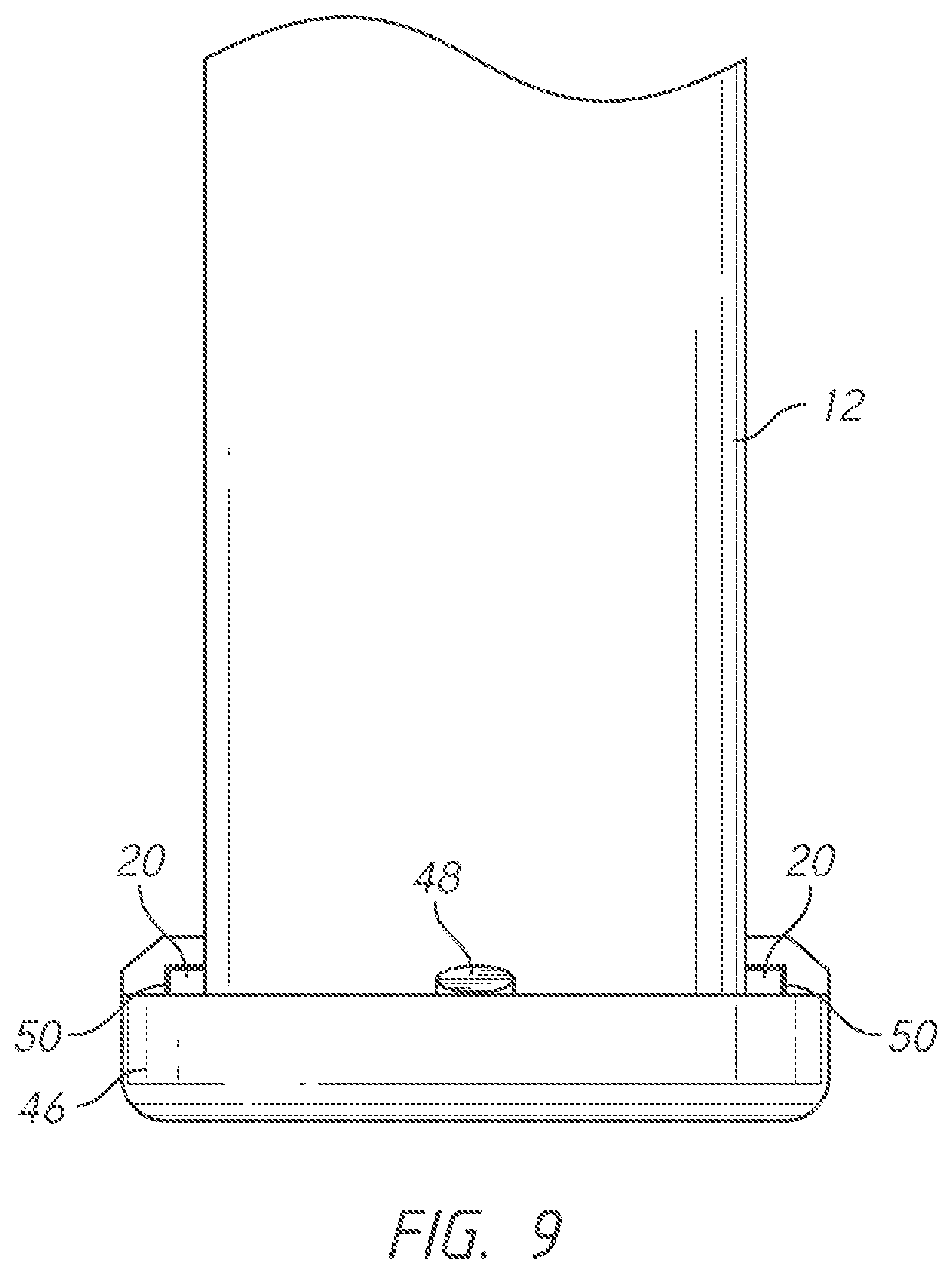 Patent US12326314 Figure 8 – Gun magazine base pad with cantilever spring latch mechanism