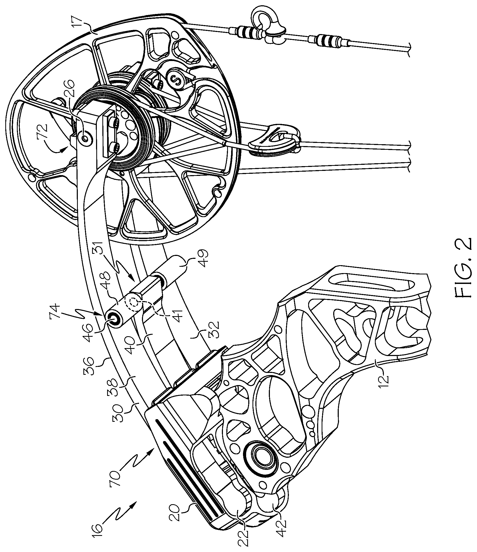 Patent US12326315 Figure 2 – Archery bow limb assembly