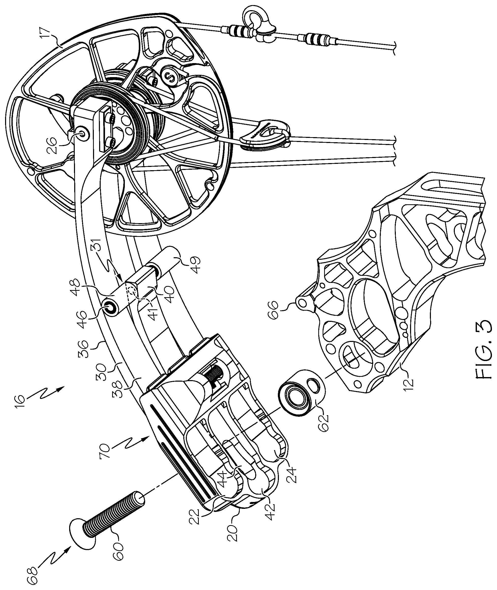 Patent US12326315 Figure 3 – Archery bow limb assembly