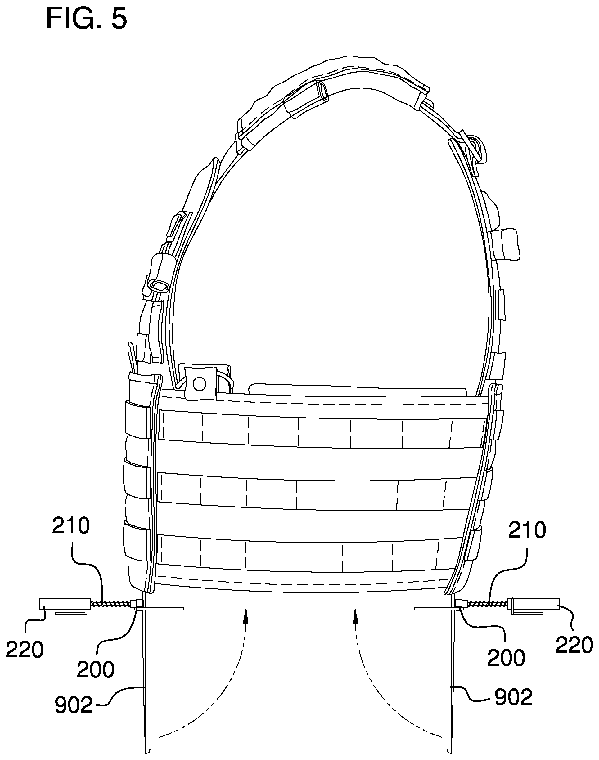 Patent US12326322 Figure 5 – Load transfer system for tactical plate carriers