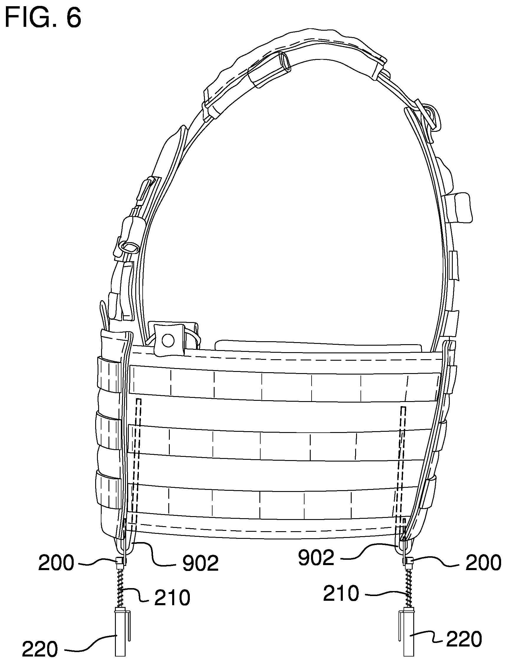 Patent US12326322 Figure 6 – Load transfer system for tactical plate carriers