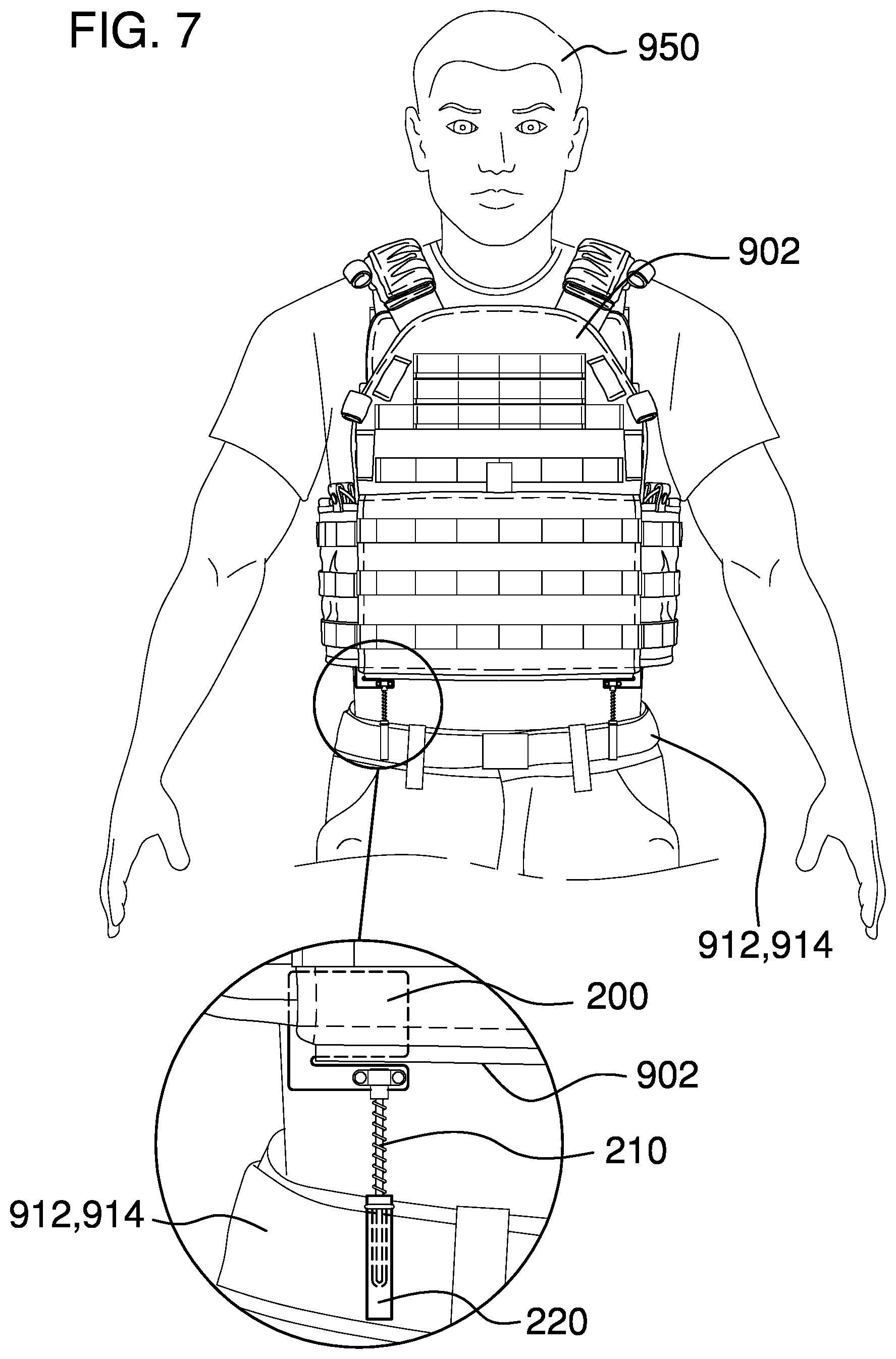 Patent US12326322 Figure 7 – Load transfer system for tactical plate carriers