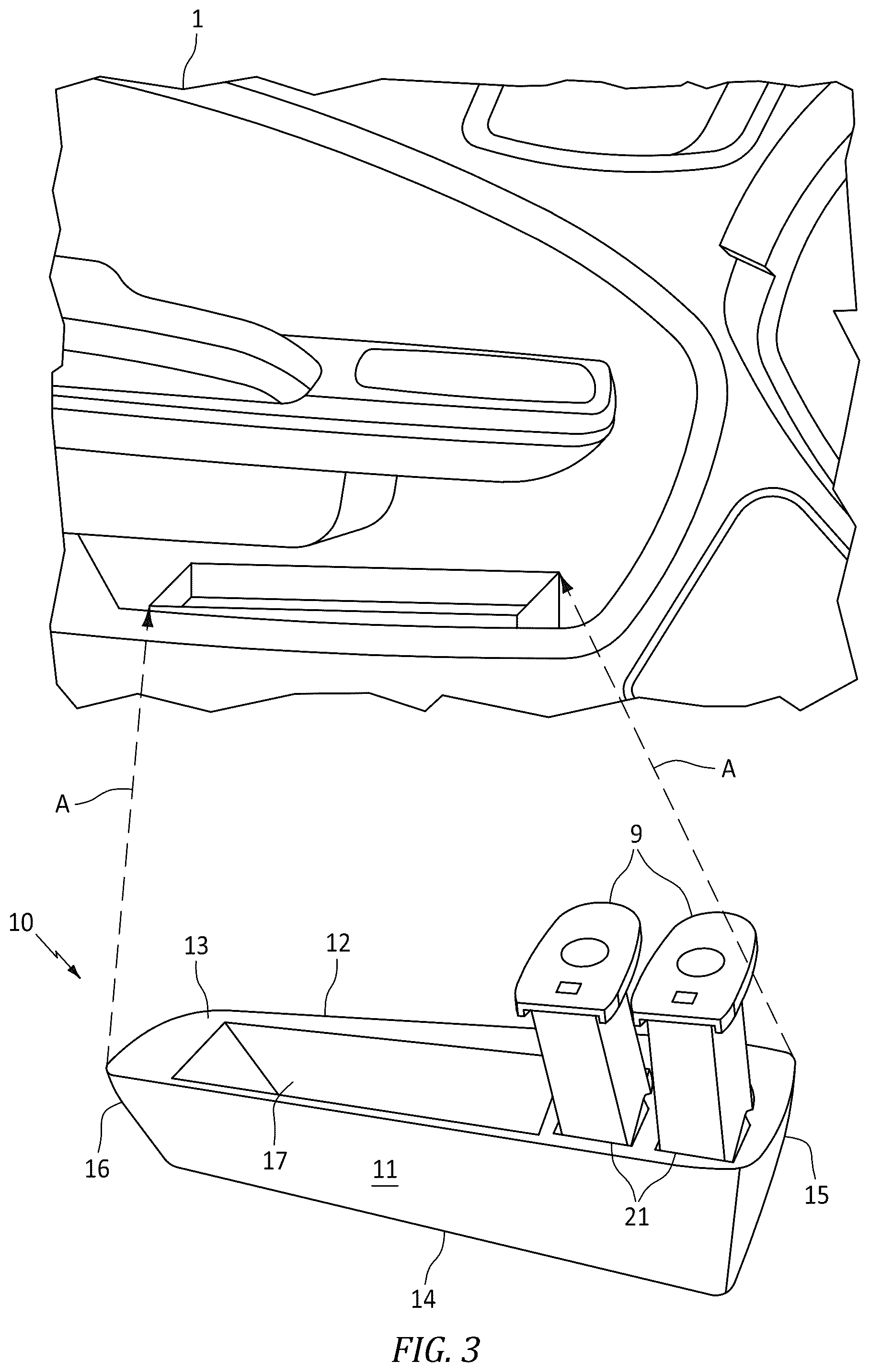Patent US12326326 Figure 2 – Vehicular firearm magazine holding device
