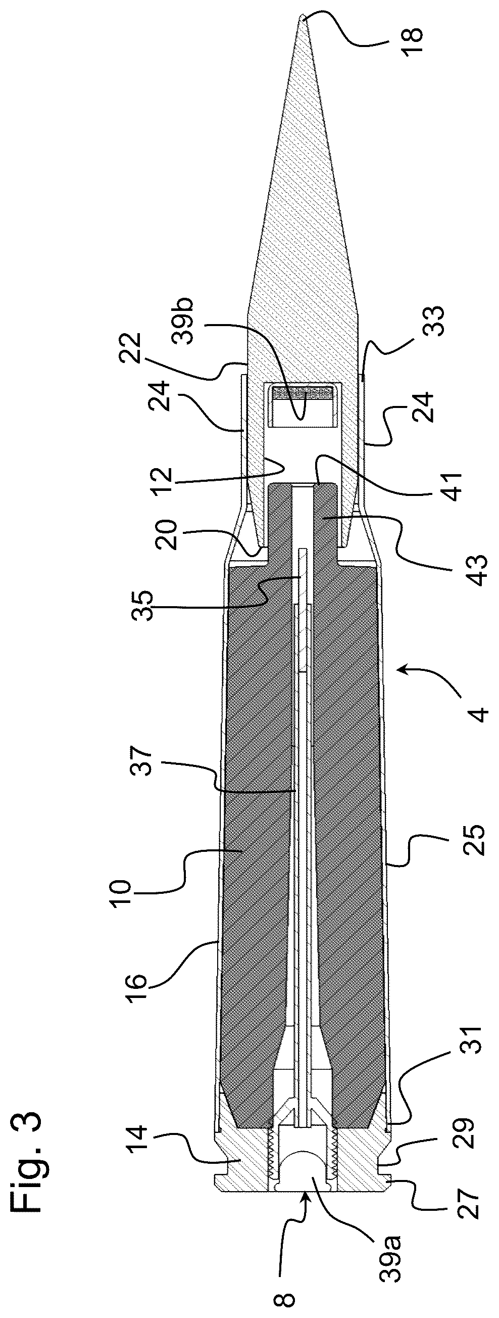 Patent US12326327 Figure 3 – Ammunition cartridge
