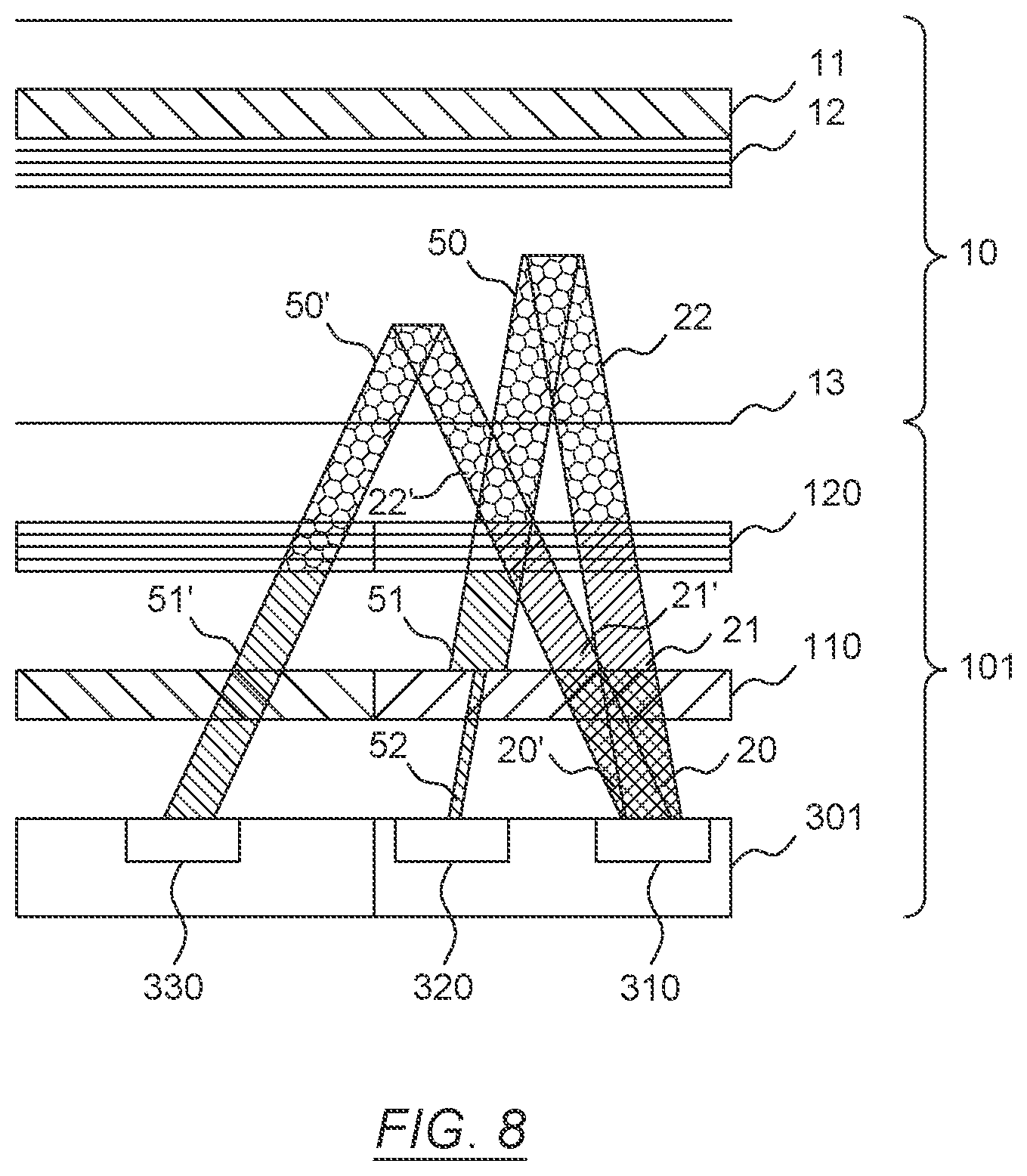 Patent US12326347 Figure 8 – Under-display sensor