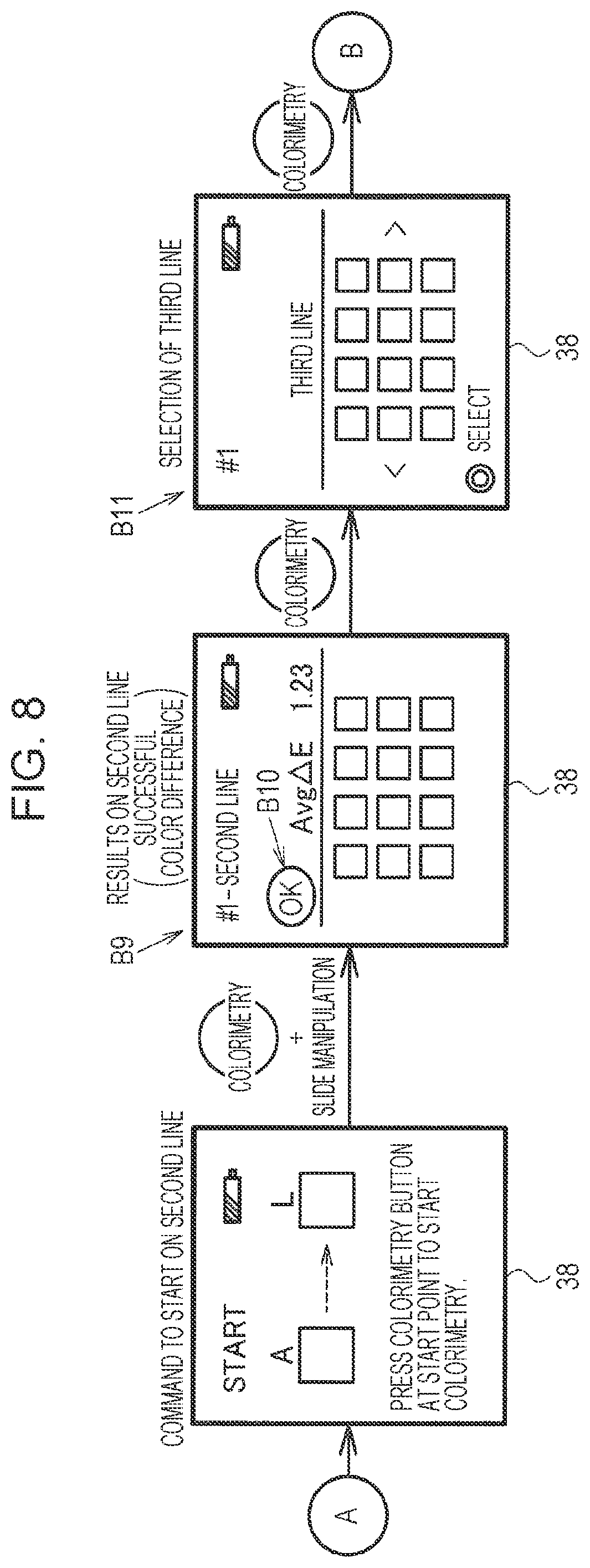 Patent US12326368 Figure 8 – Colorimetric system, colorimetric device, colorimetric method, and non-transitory computer-readable storage medium storing program
