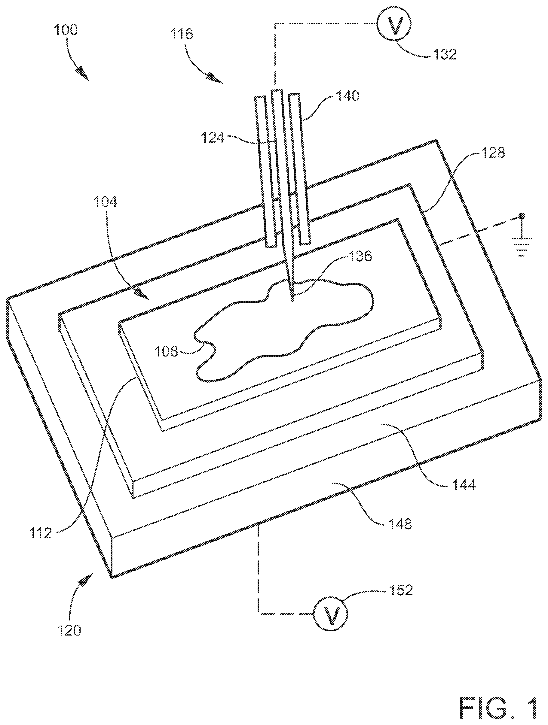 Patent US12326387 Figure 1 – Deparaffinization of tissue by electric field generation and ionization
