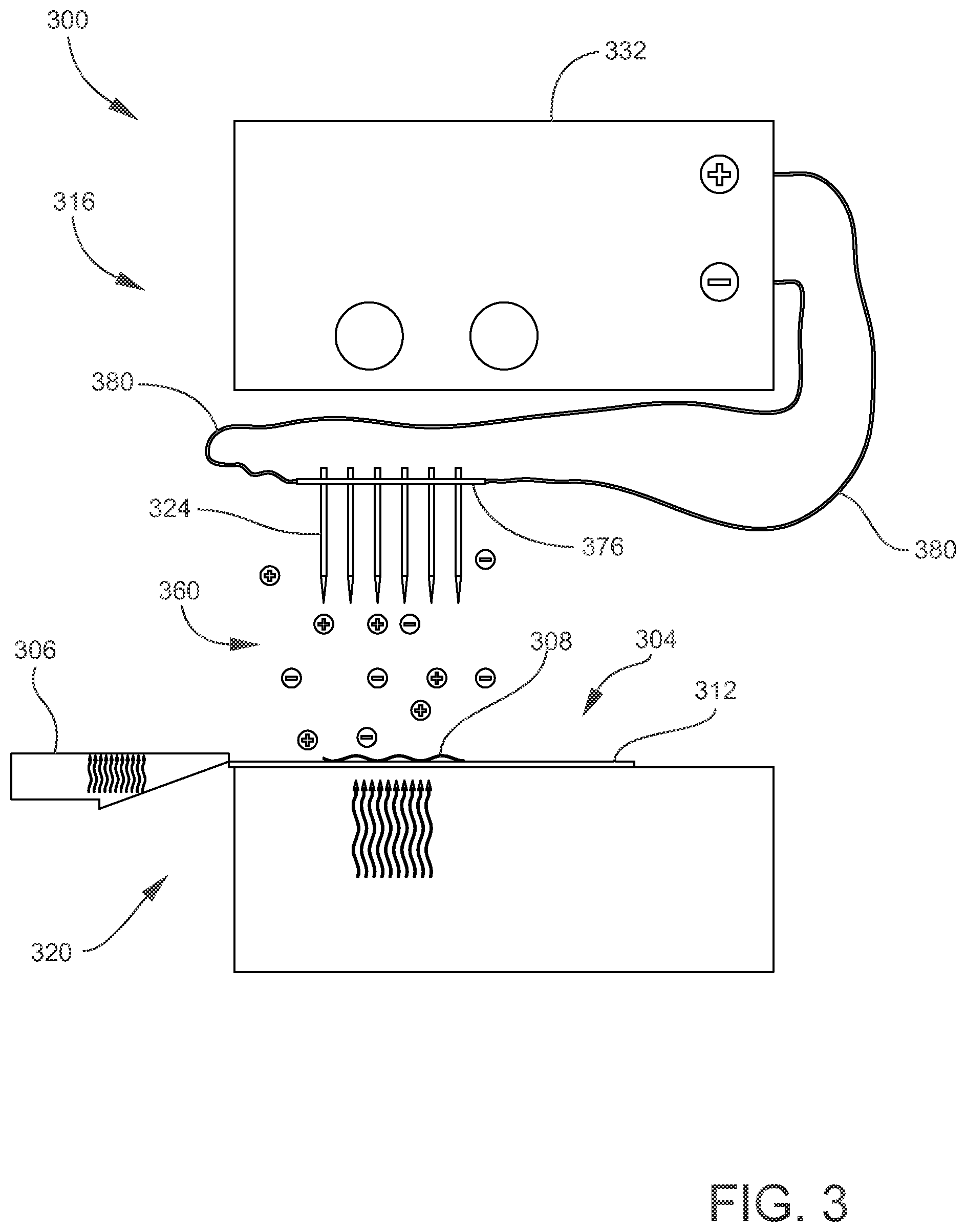 Patent US12326387 Figure 3 – Deparaffinization of tissue by electric field generation and ionization