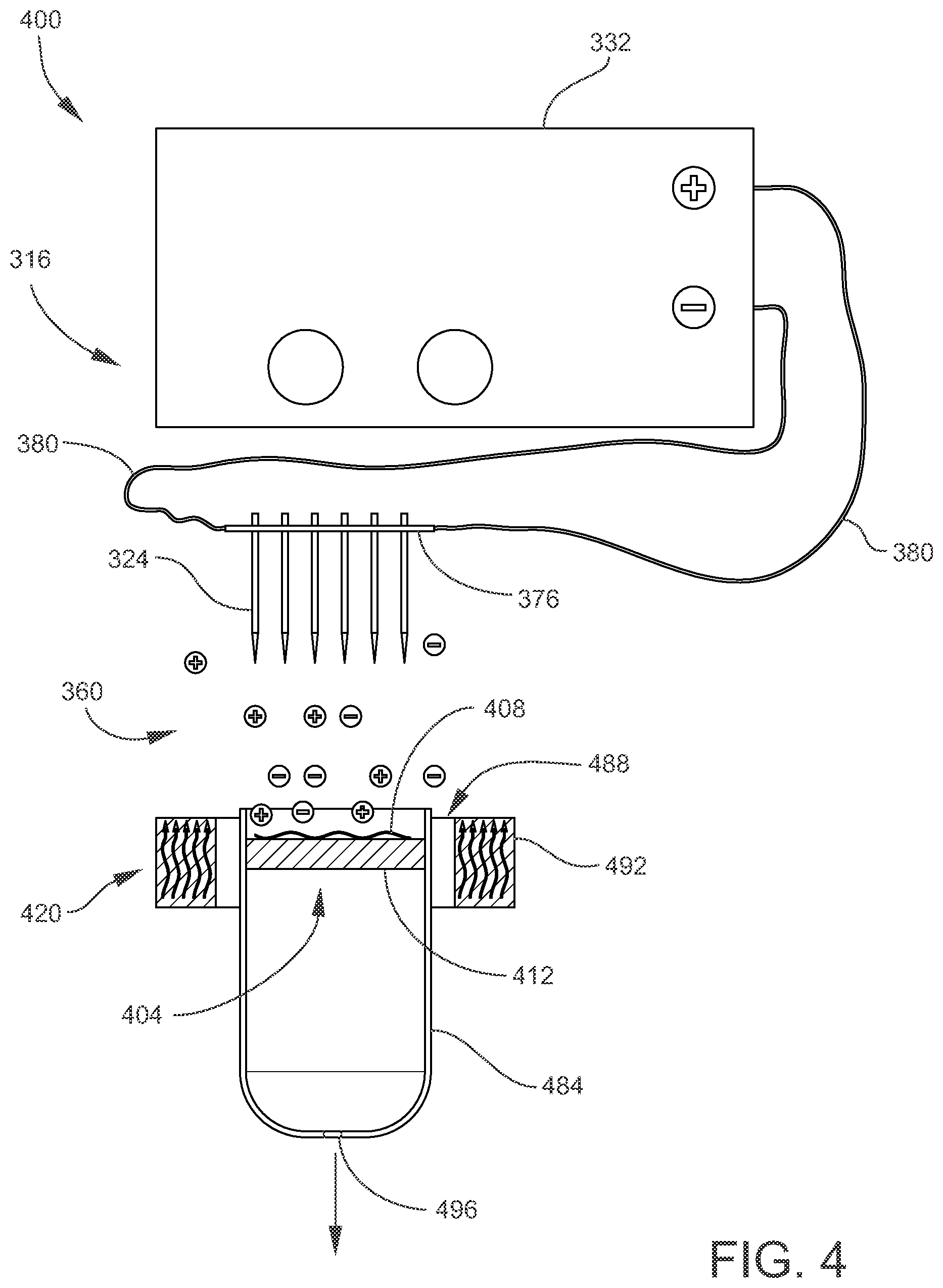 Patent US12326387 Figure 4 – Deparaffinization of tissue by electric field generation and ionization