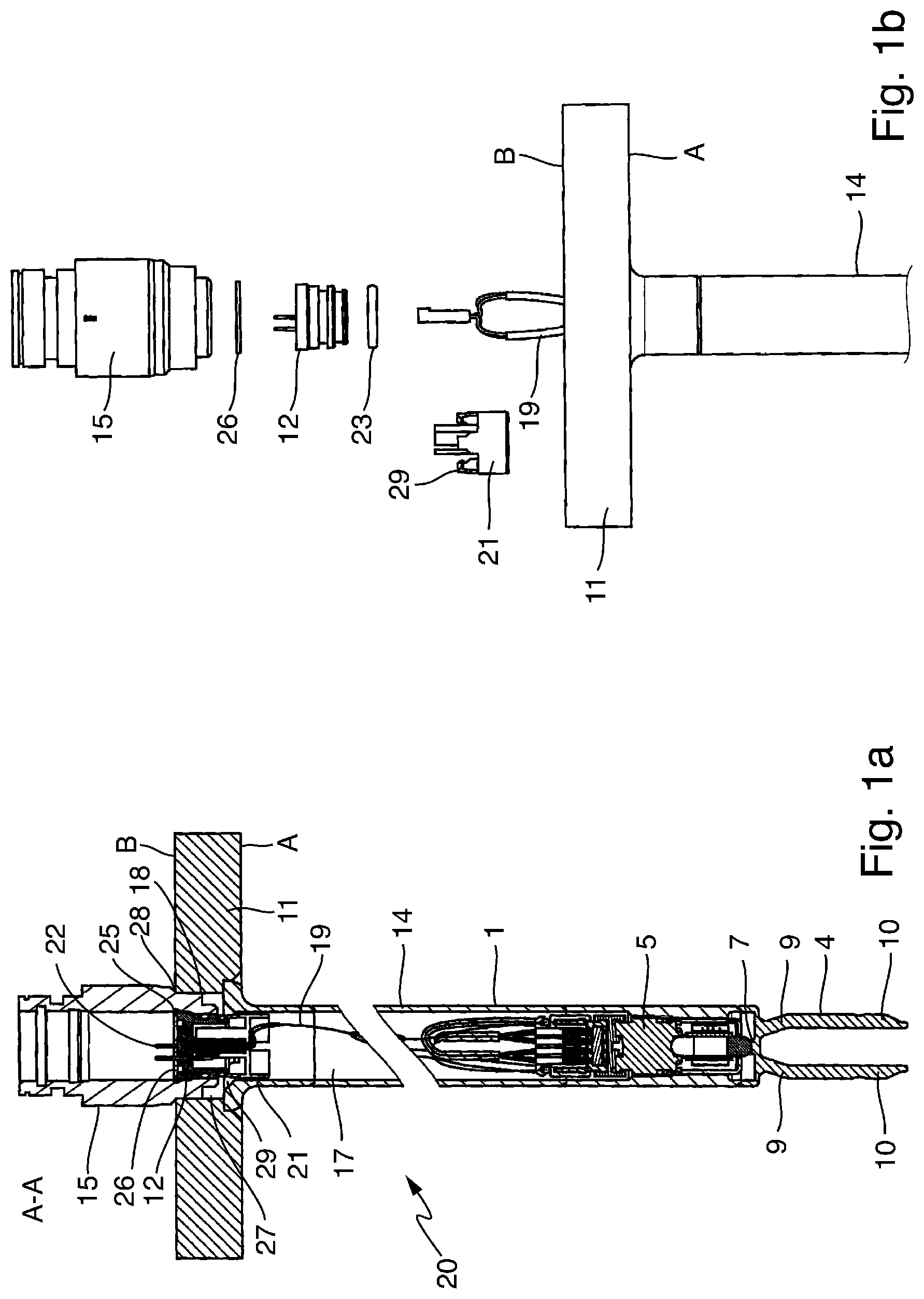 Patent US12326420 Figure 1 – Mounting arrangement with a vibronic sensor