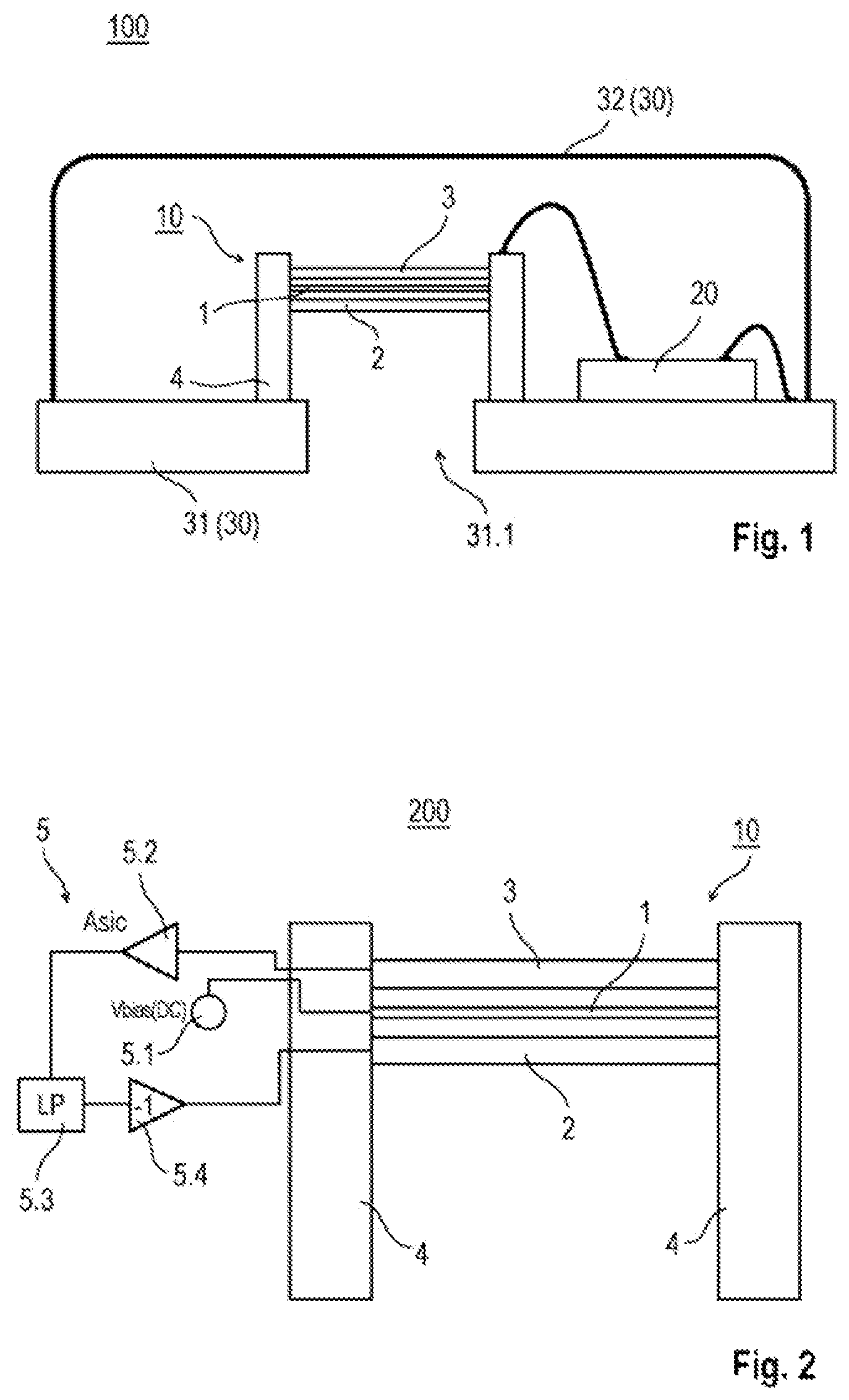 Patent US12326422 Figure 1 – Gas sensor containing an ultrasonic resonator and use for the detection of gases