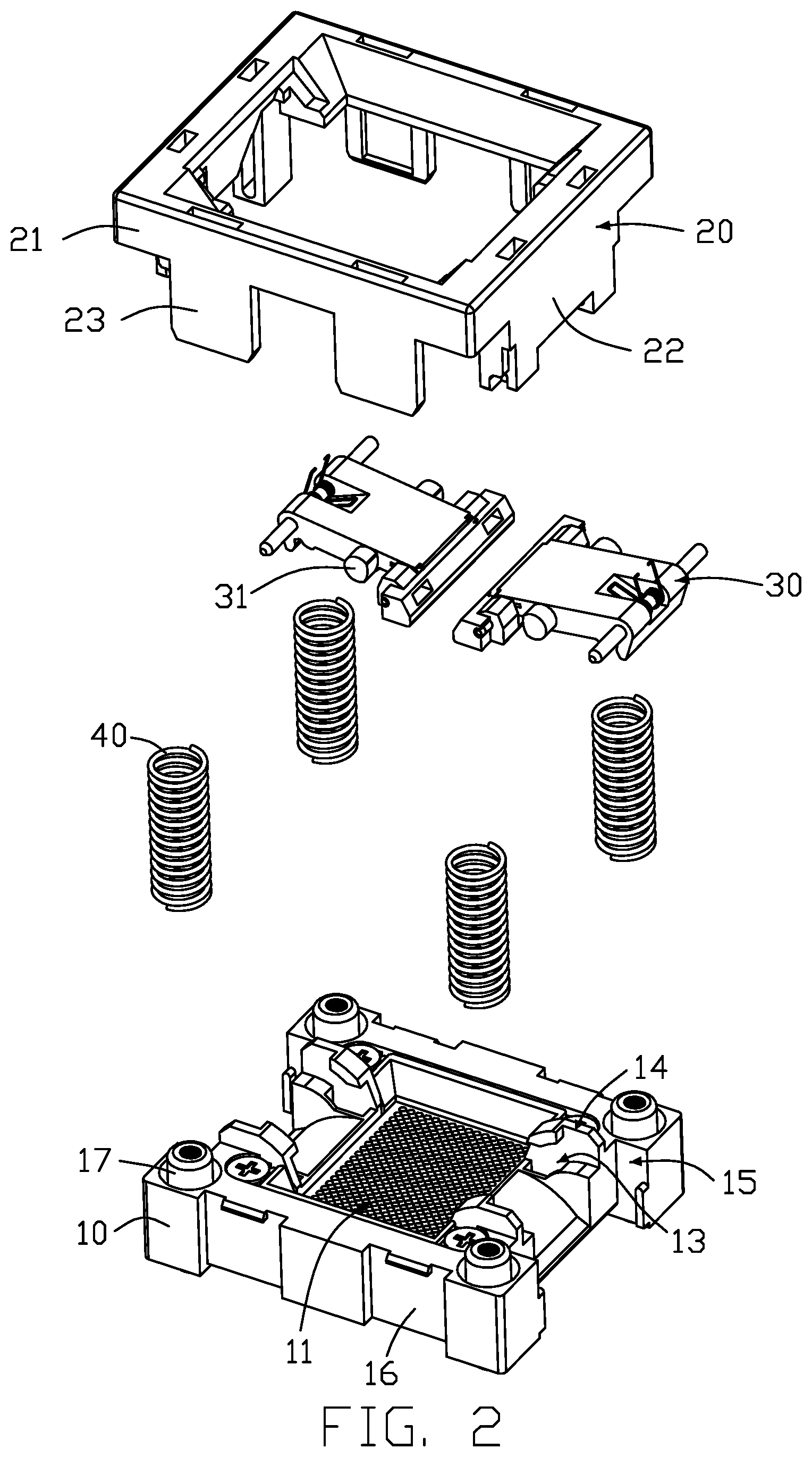 Patent US12326461 Figure 2 – Test socket connector having latch with a bottom guiding portion