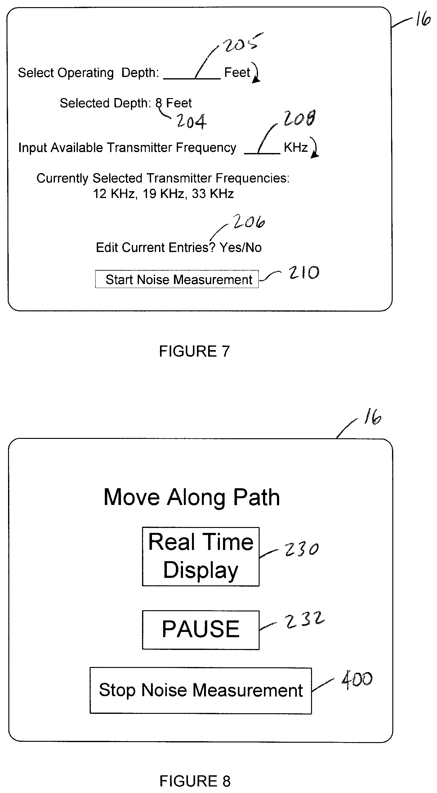Patent US12326468 Figure 5 – Portable device with measuring leg for display of noise information in coordination with measured distance and transmission frequency selection