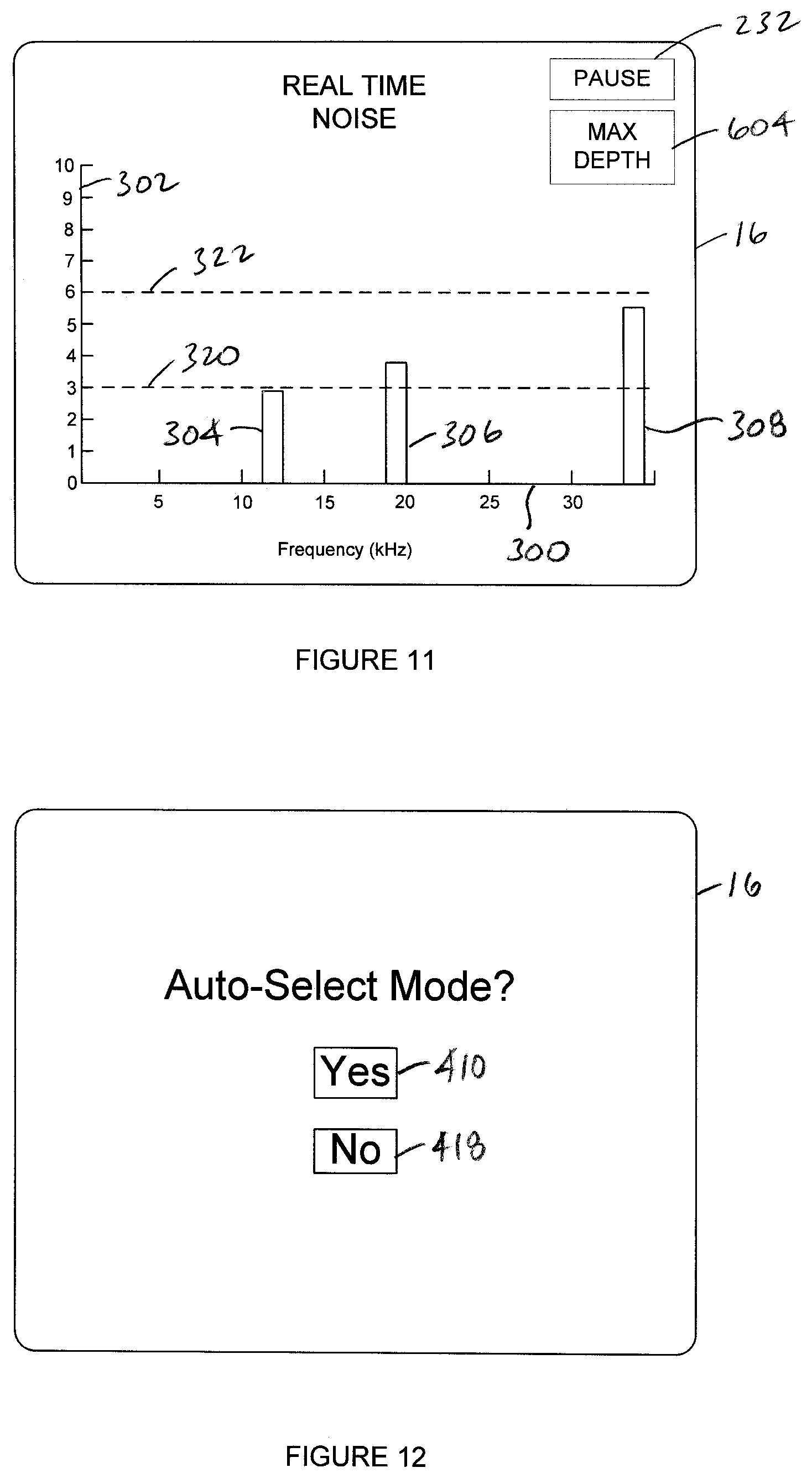 Patent US12326468 Figure 7 – Portable device with measuring leg for display of noise information in coordination with measured distance and transmission frequency selection