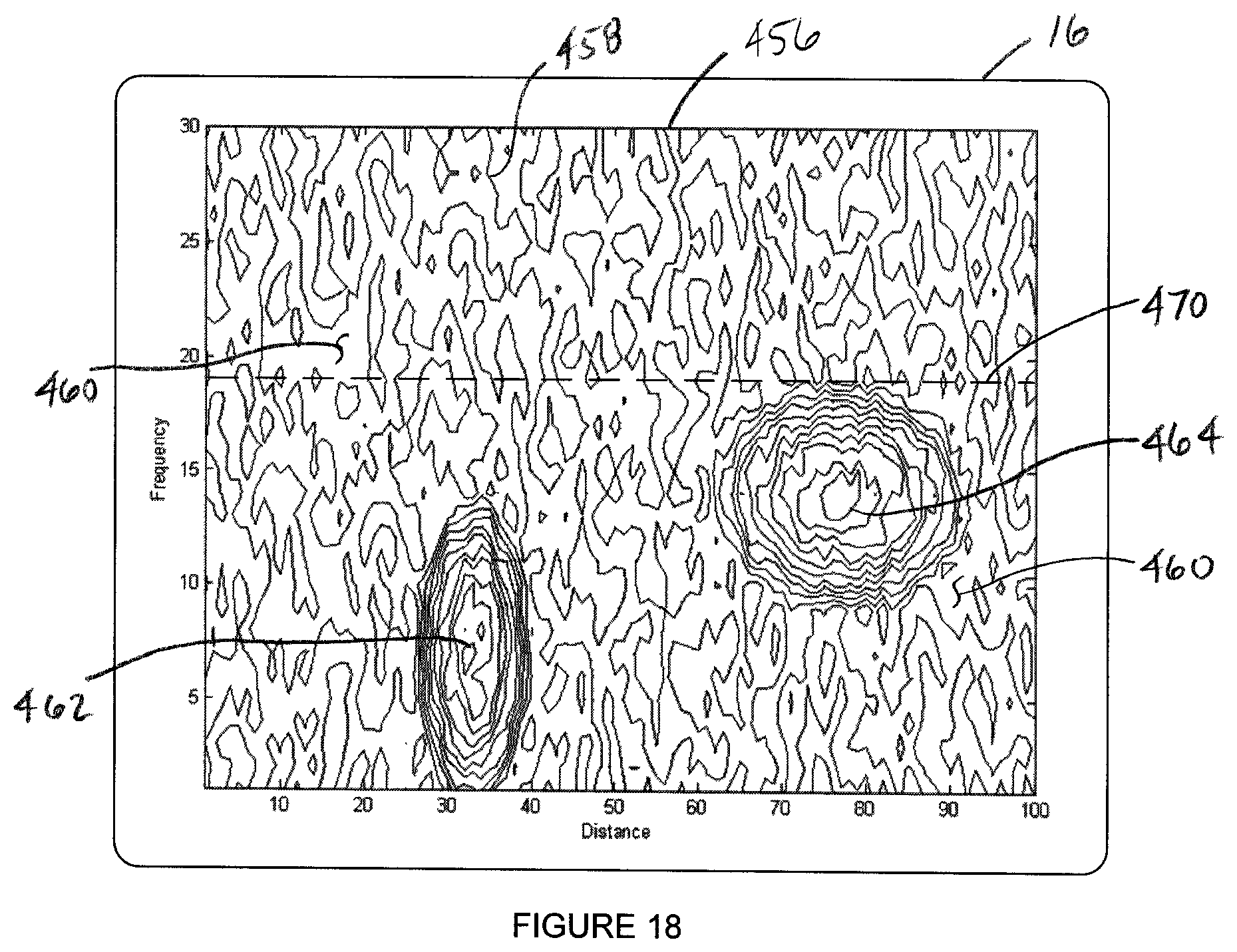 Patent US12326468 Figure 11 – Portable device with measuring leg for display of noise information in coordination with measured distance and transmission frequency selection
